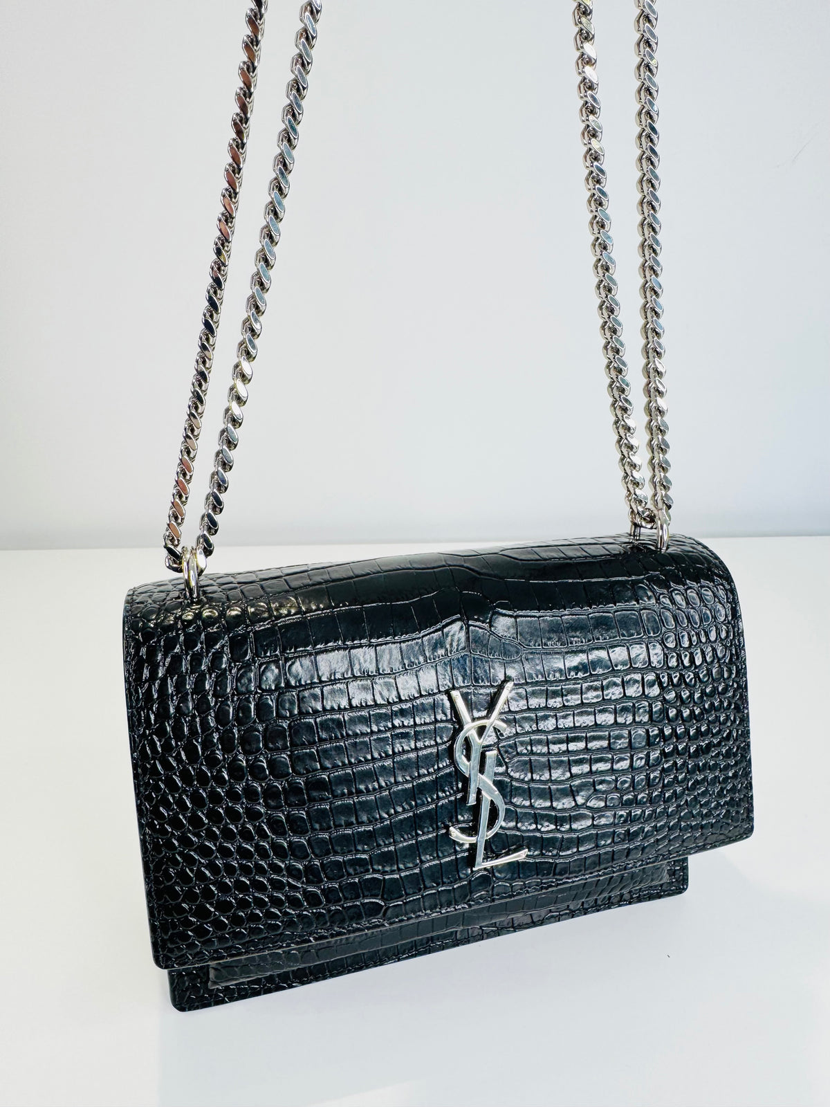 Medium Sunset Croc Embossed Leather Bag