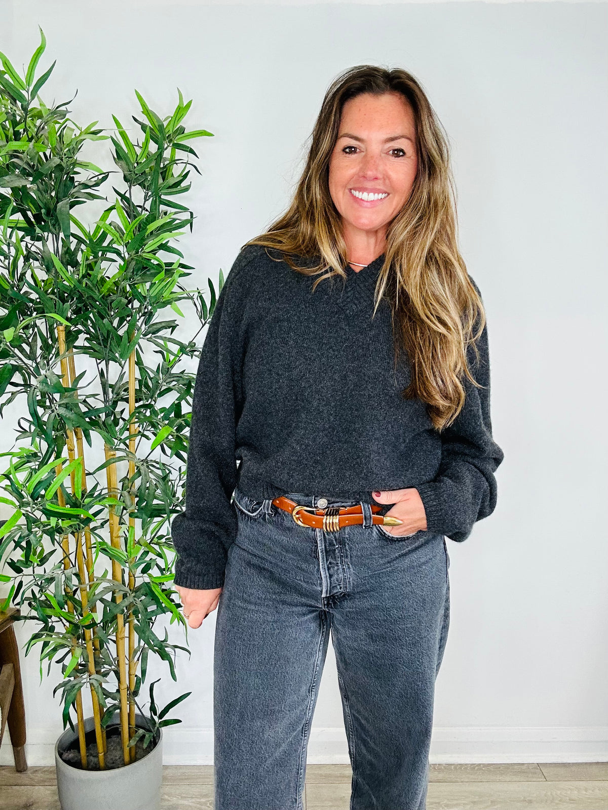 Cashmere V-Neck Jumper - Size 2