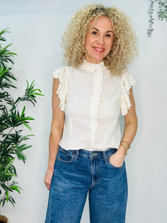Cotton Frill Blouse - Size M