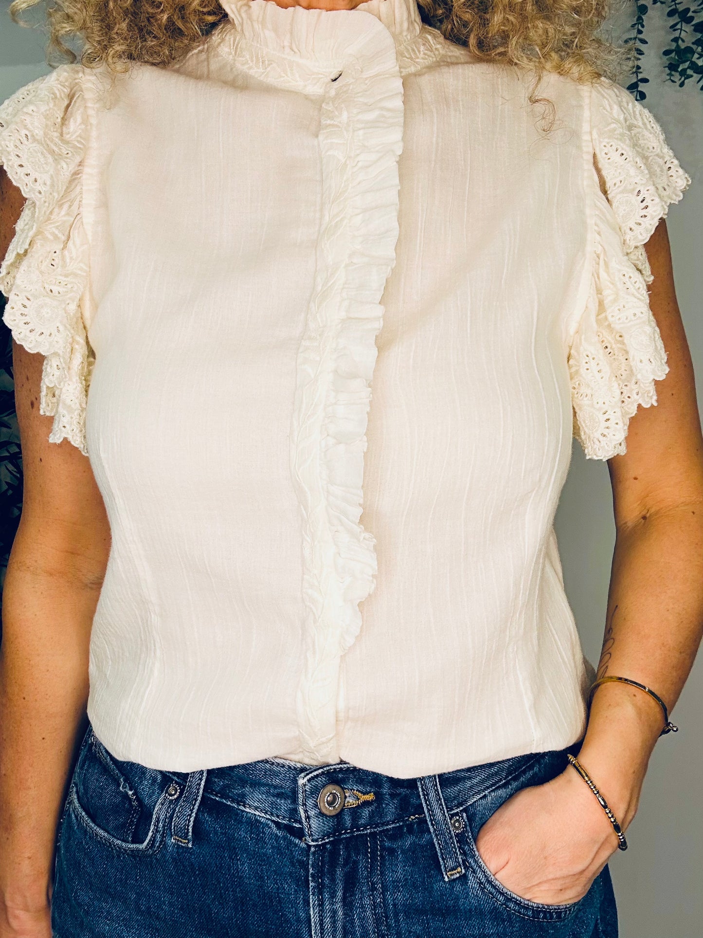 Cotton Frill Blouse - Size M