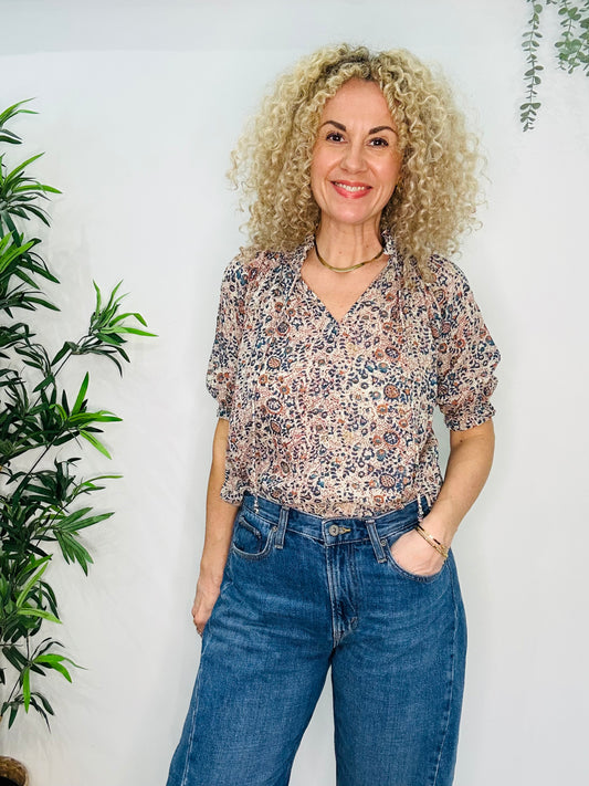 Patterned Cotton Blouse - Size S