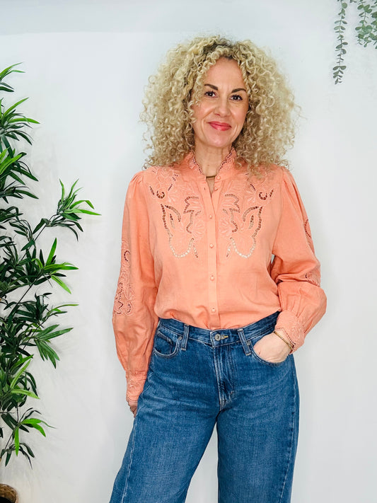 Broderie Linen Shirt - Size 44