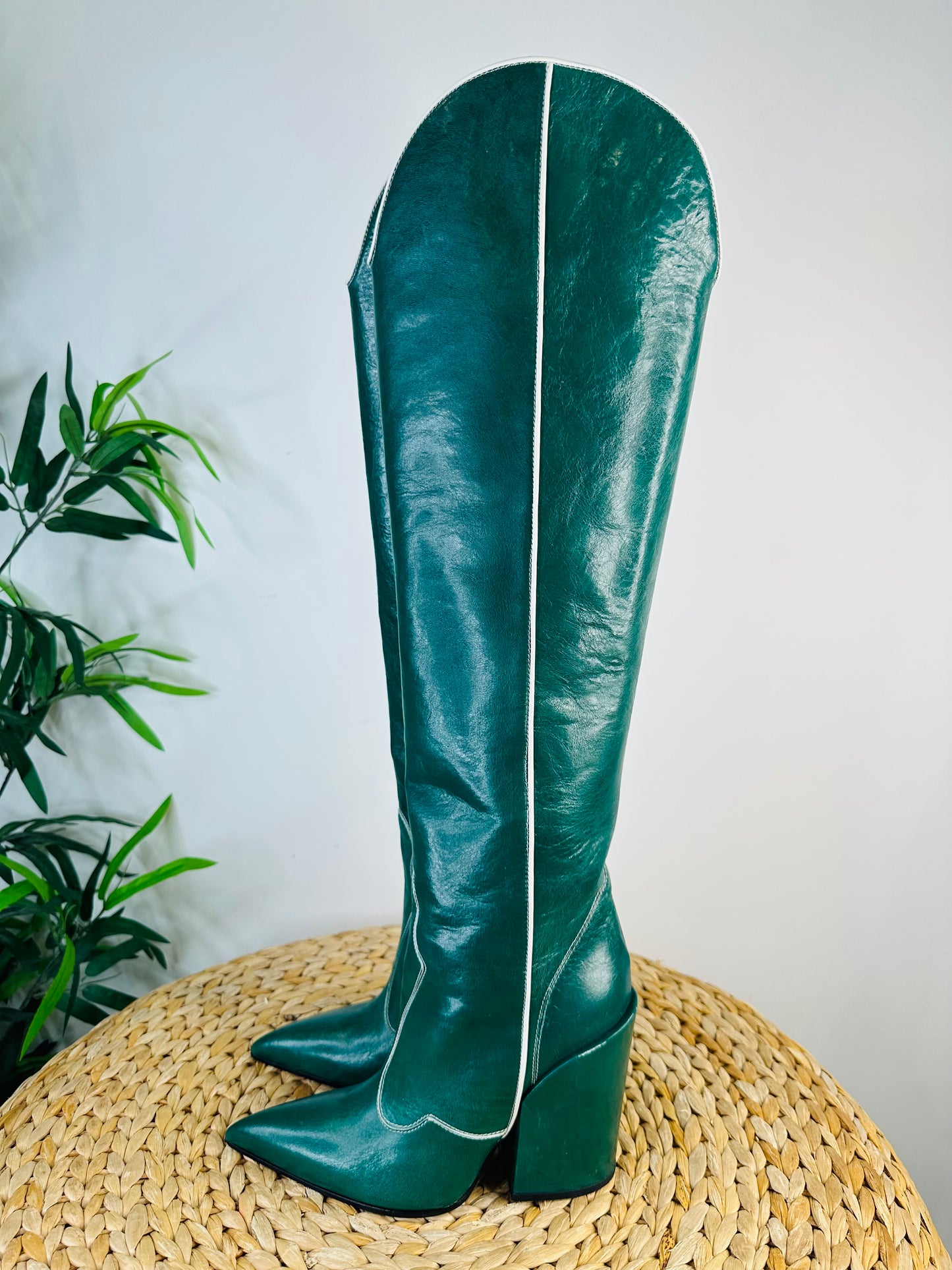 Leather Knee High Boots - Size 37