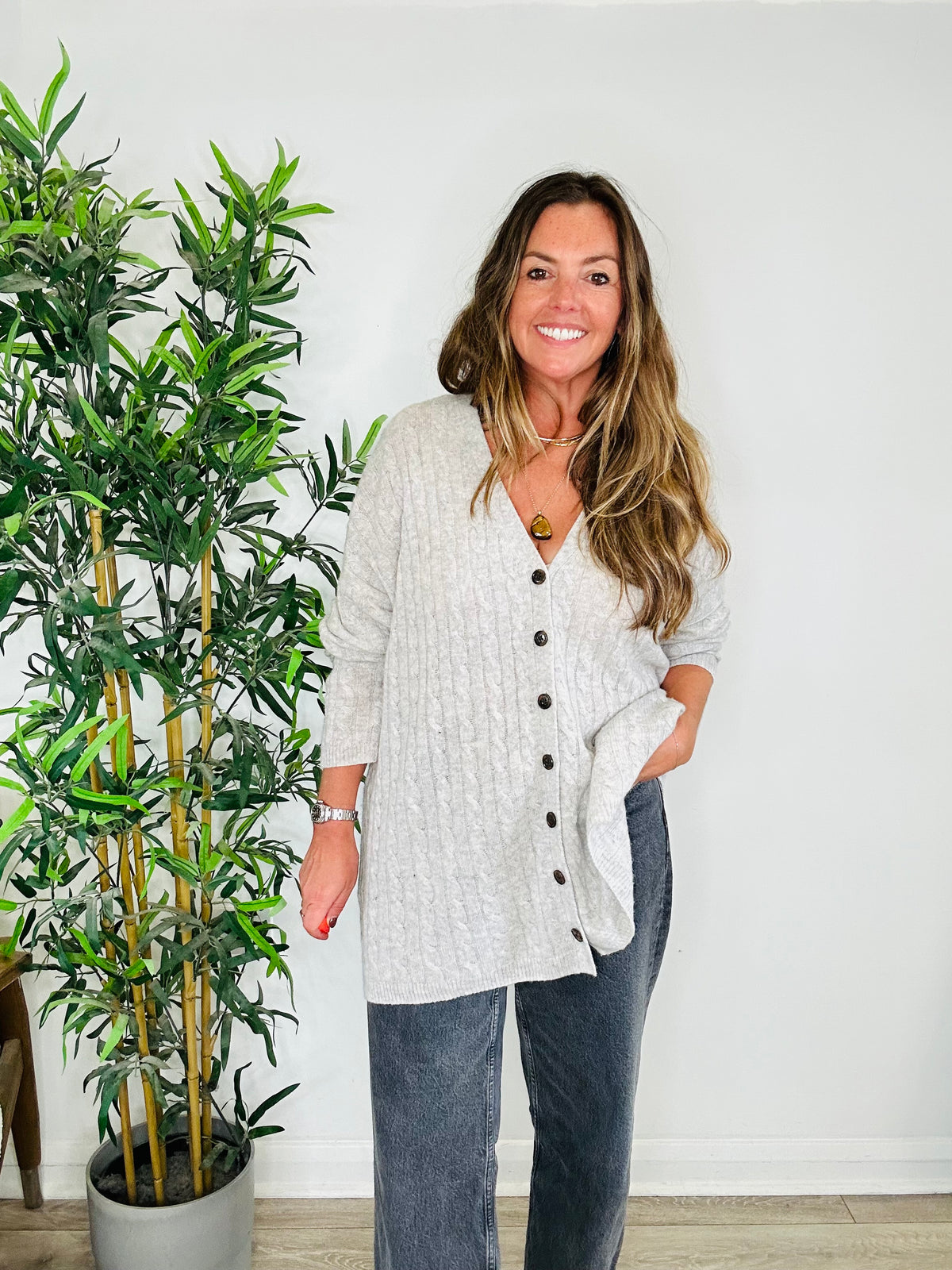 Cashmere Cable Knit Cardigan - Size S