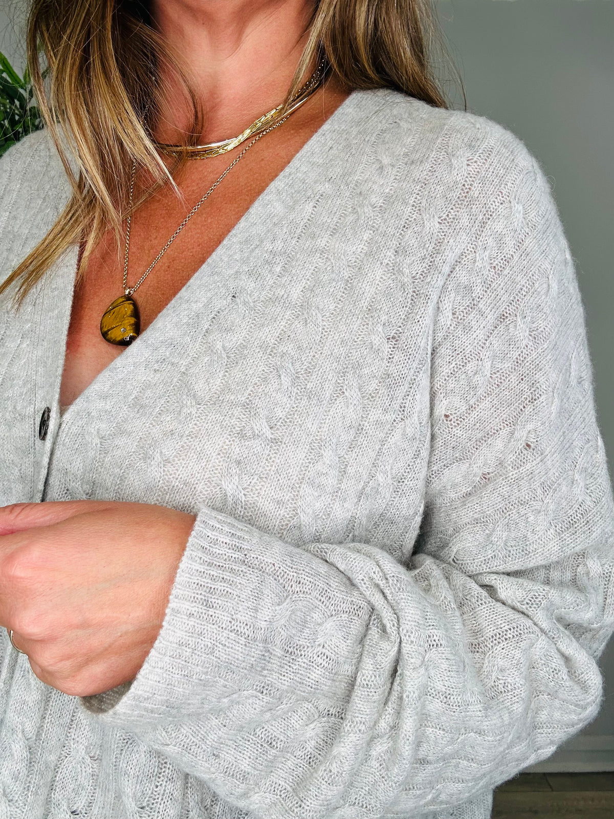 Cashmere Cable Knit Cardigan - Size S