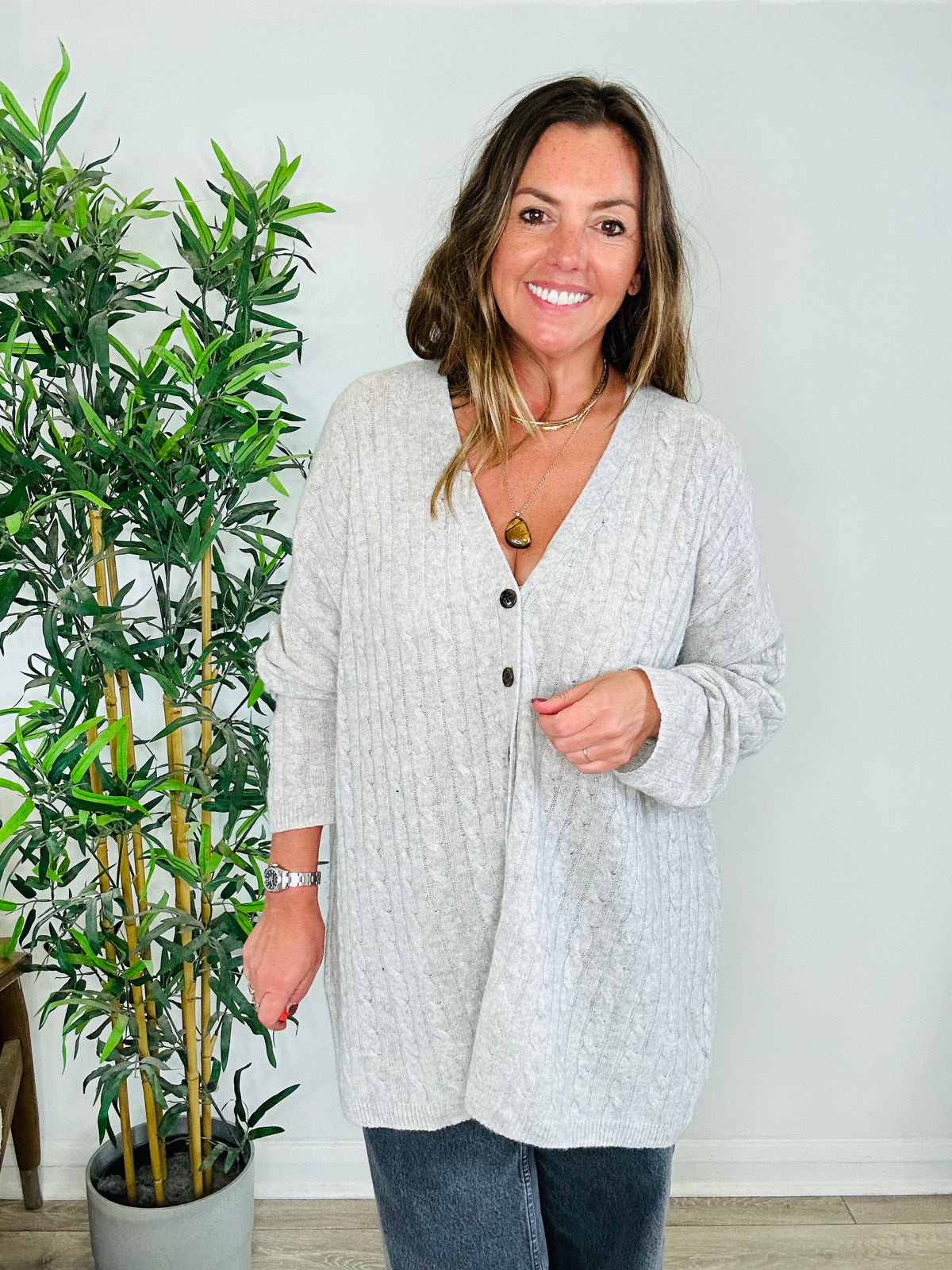 Cashmere Cable Knit Cardigan - Size S