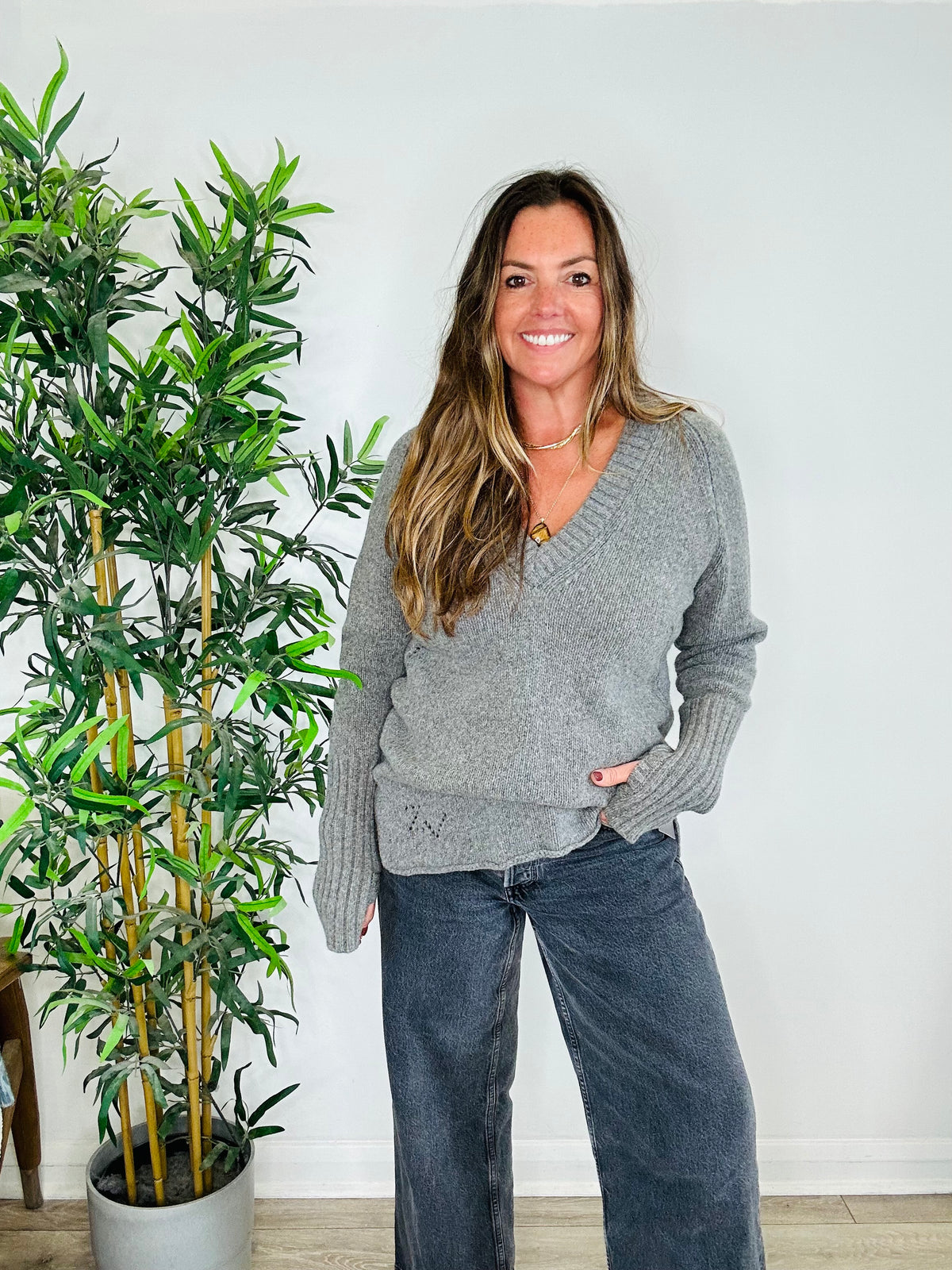 V-Neck Merino Wool Jumper - Size M