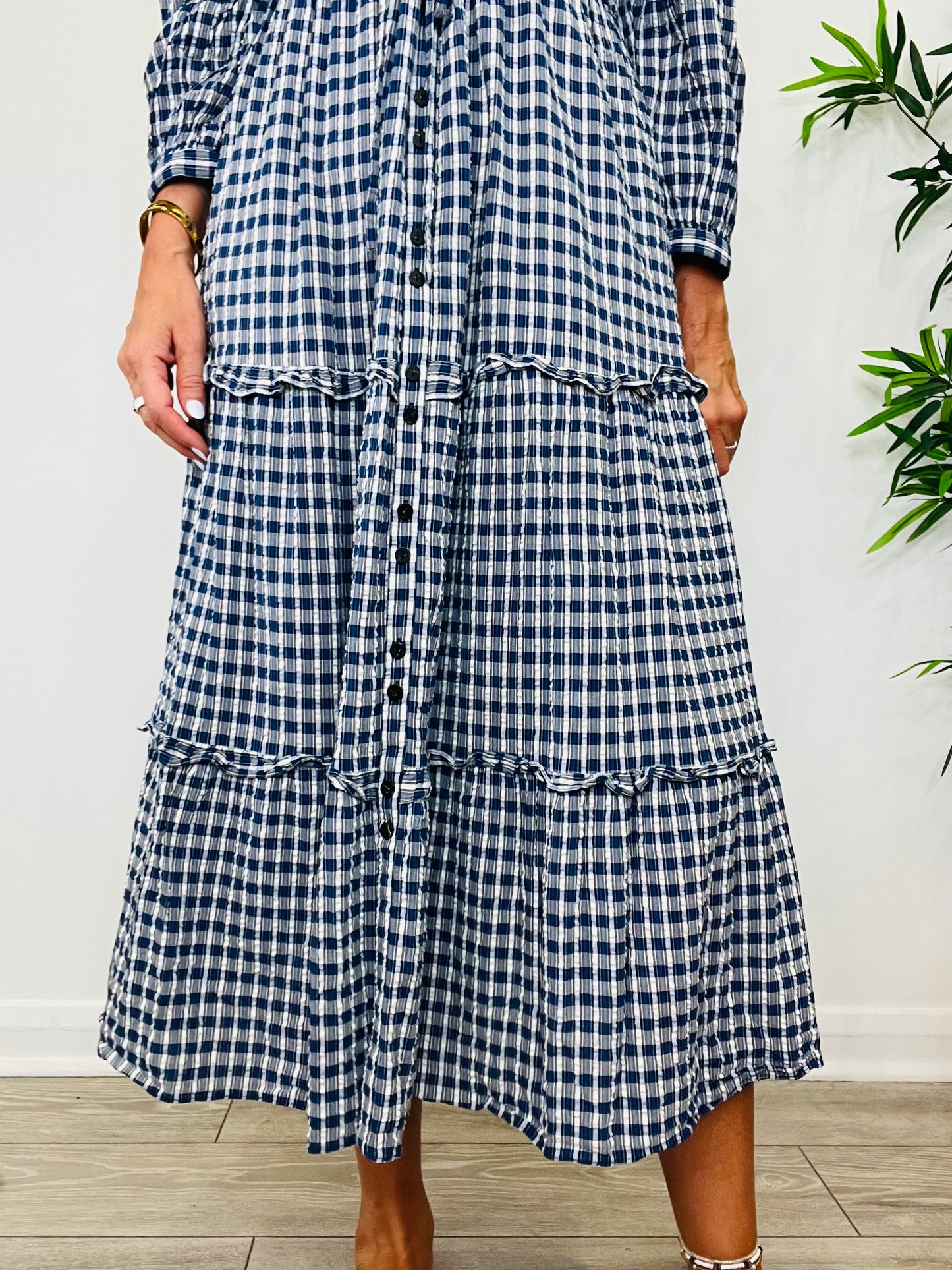 Tiered Check Dress - Size 10