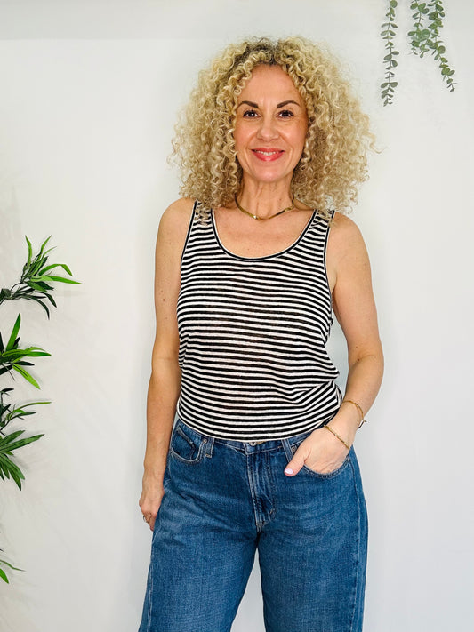 Striped Linen Vest - Size M