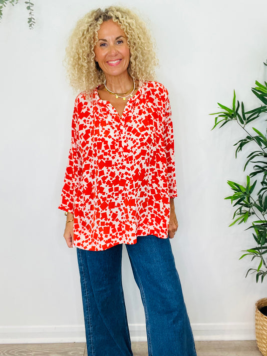 Silk Patterned Blouse - Size 42