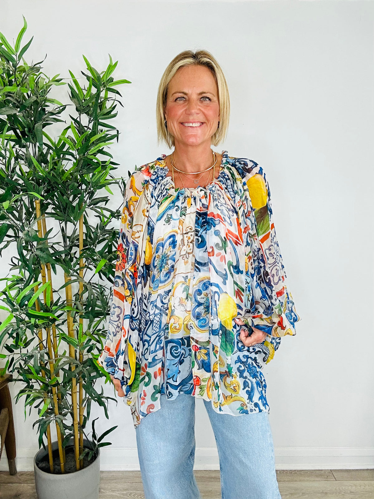 Patterned Silk Blouse - Size 42IT
