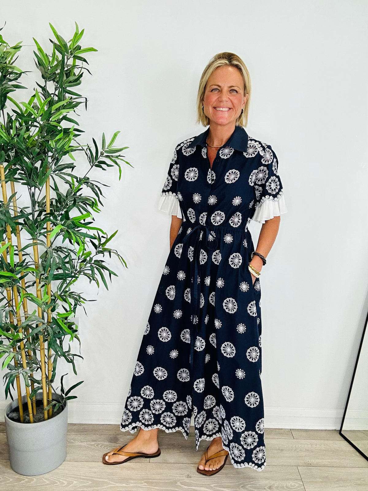 Broderie Shirt Dress - Size M