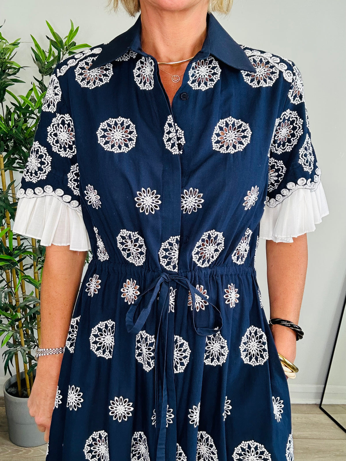 Broderie Shirt Dress - Size M