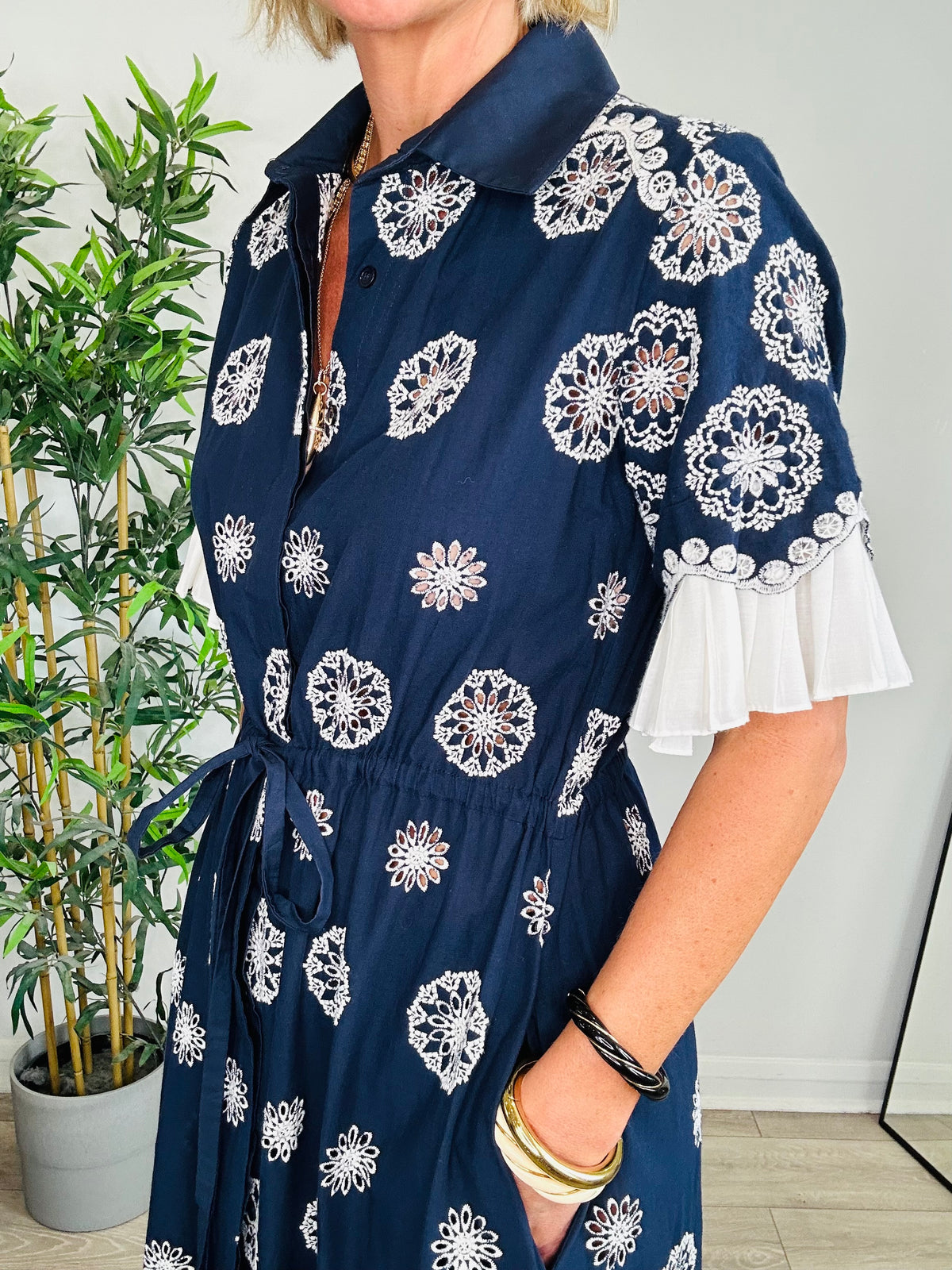 Broderie Shirt Dress - Size M