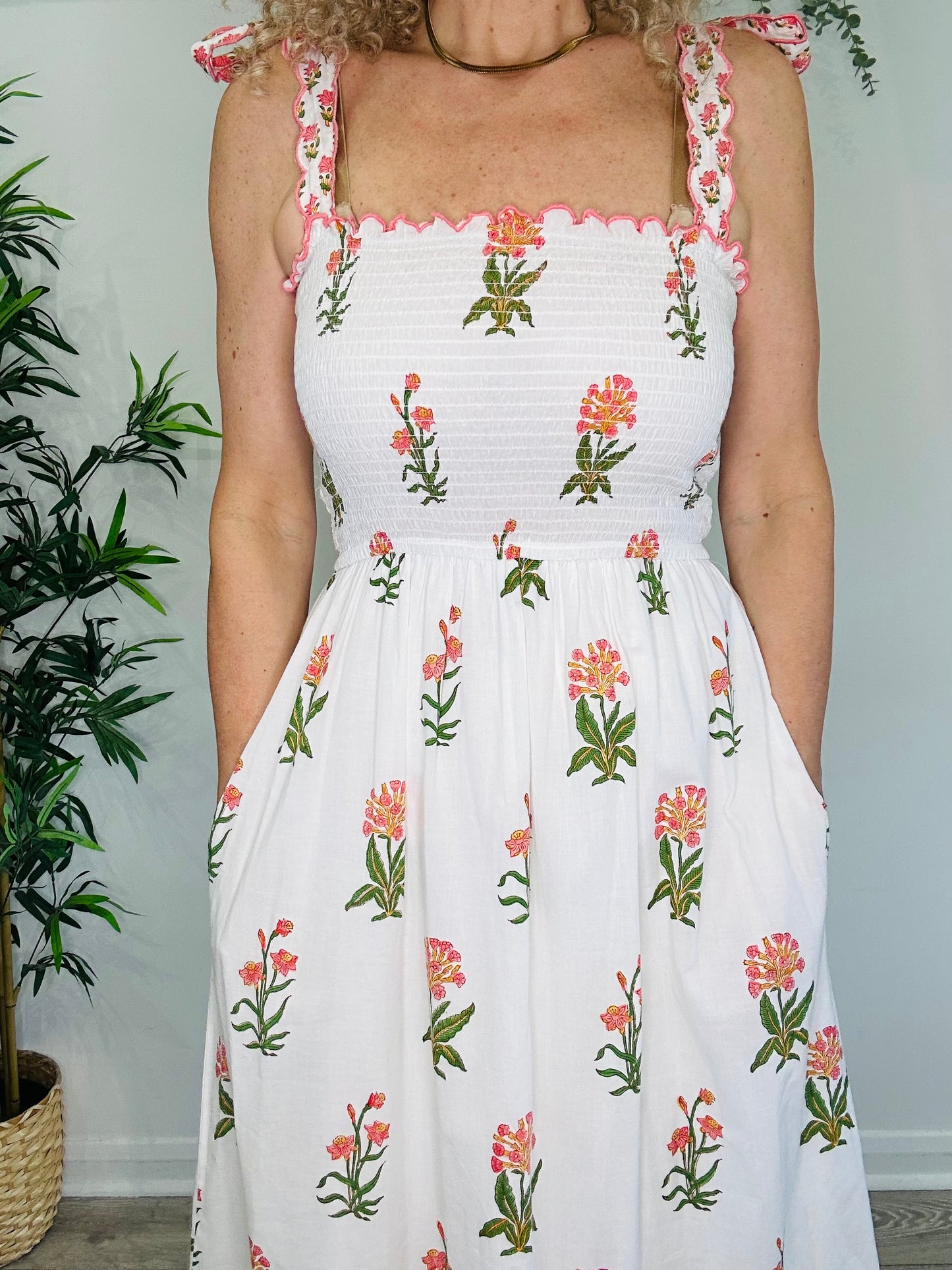 Smocked Cotton Dress - Size S
