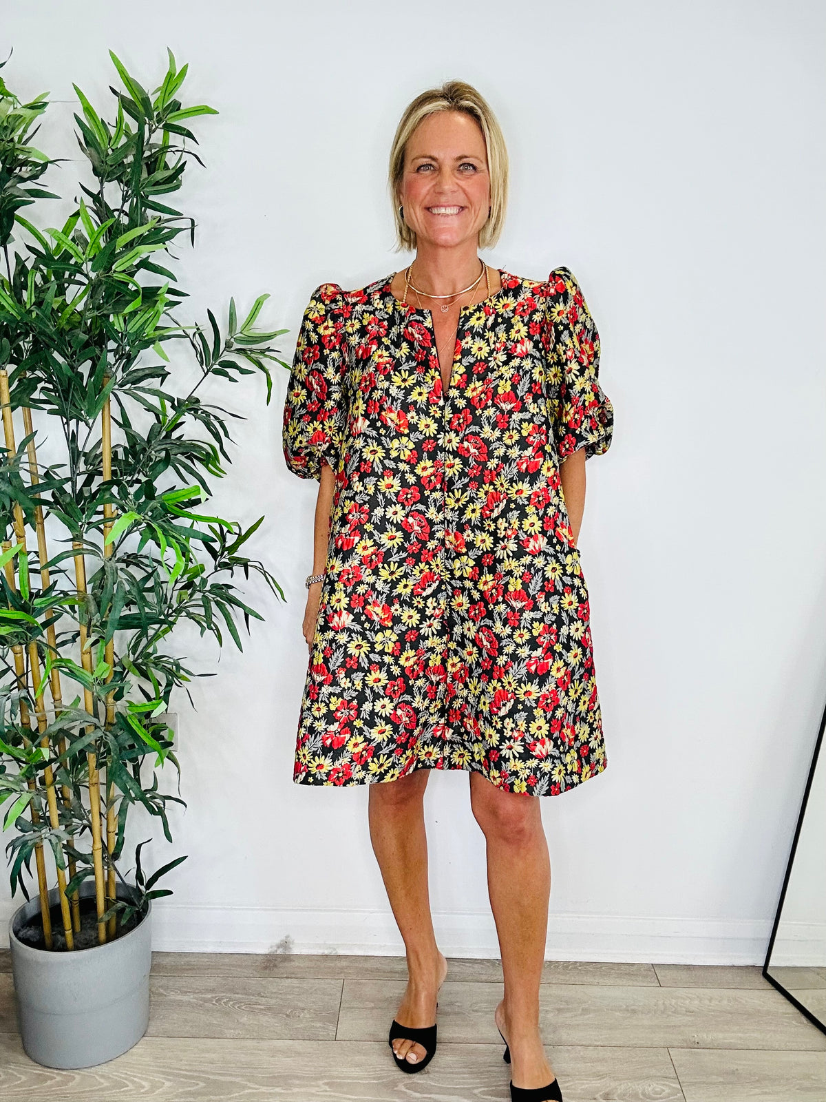 Floral Jacquard Short Dress - Size 44