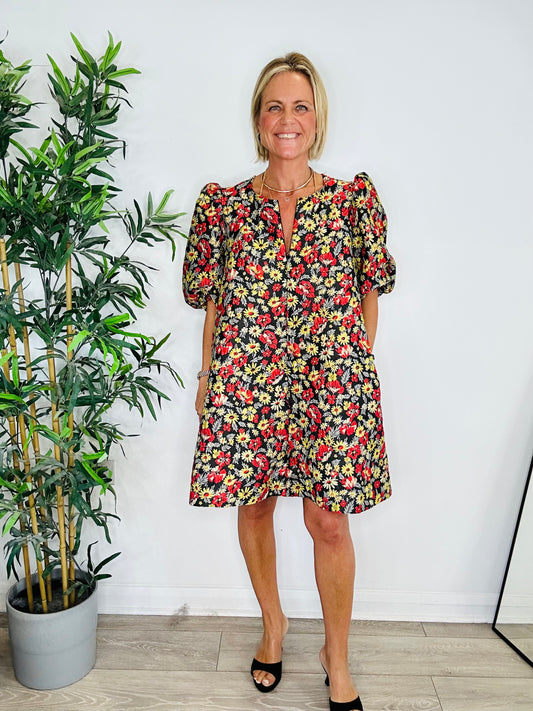 Floral Jacquard Short Dress - Size 44