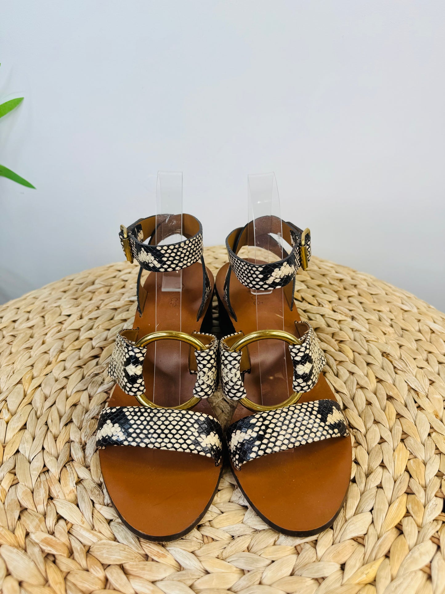 Snakeskin Leather Sandals - Size 38