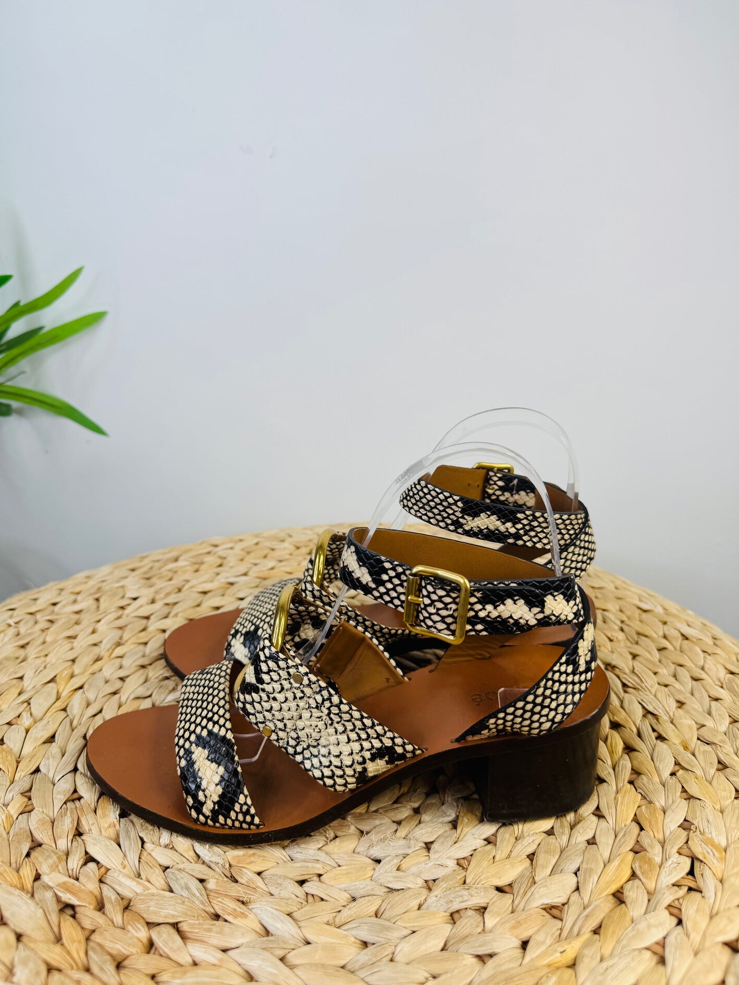 Snakeskin Leather Sandals - Size 38