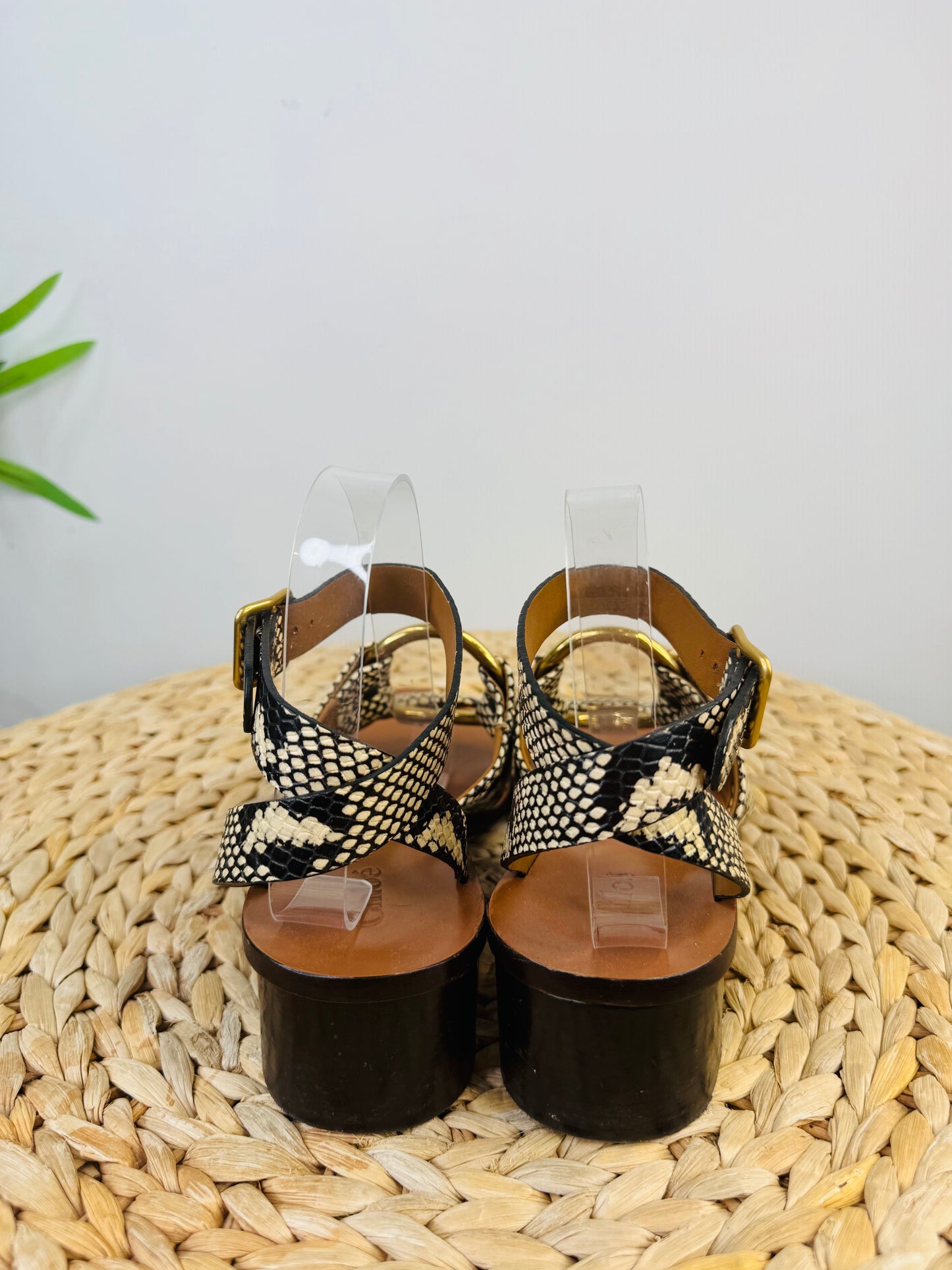 Snakeskin Leather Sandals - Size 38