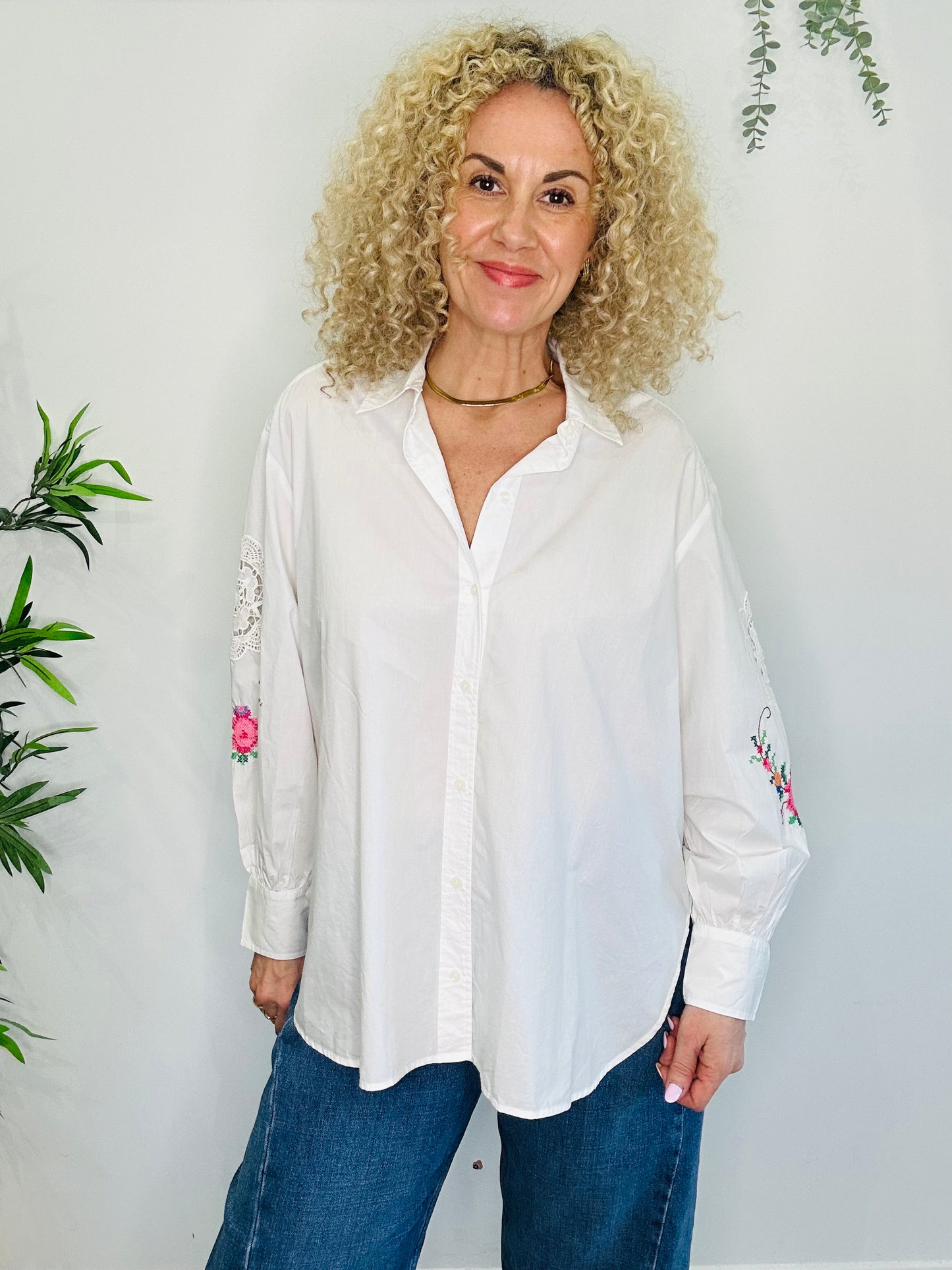 Embroidered Cotton Shirt - Size 40
