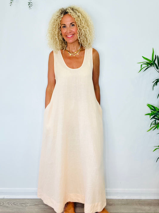 Linen Maxi Dress - Size M