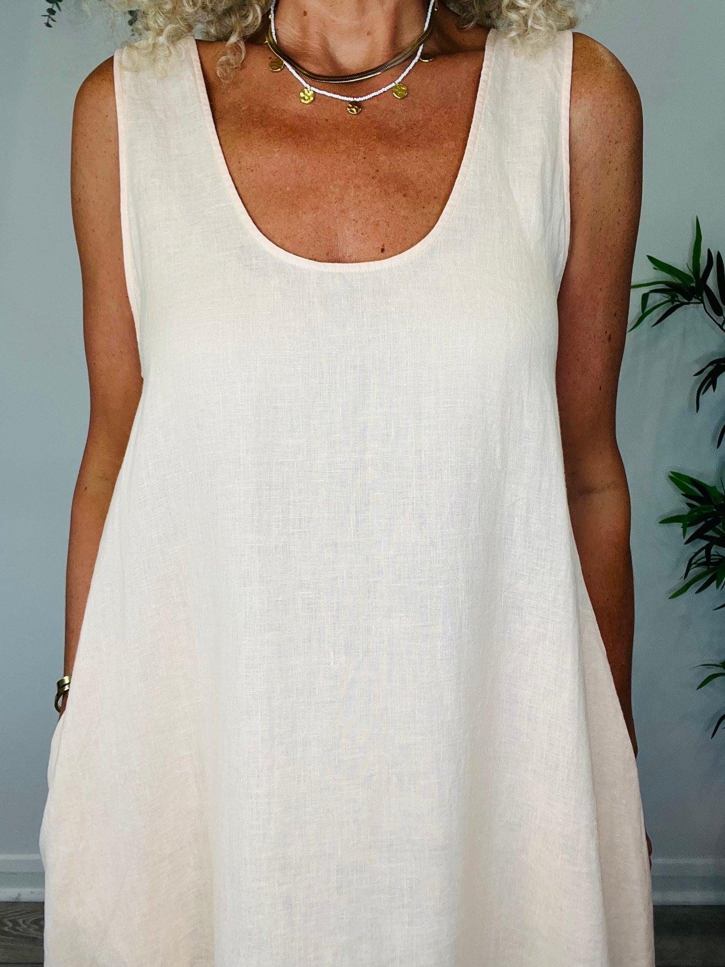 Linen Maxi Dress - Size M