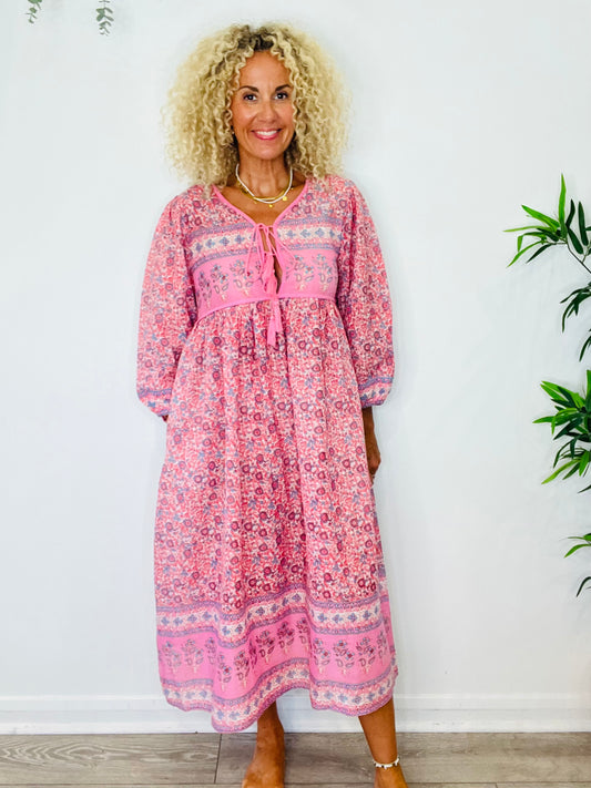 Patterned Cotton Dress - Size M