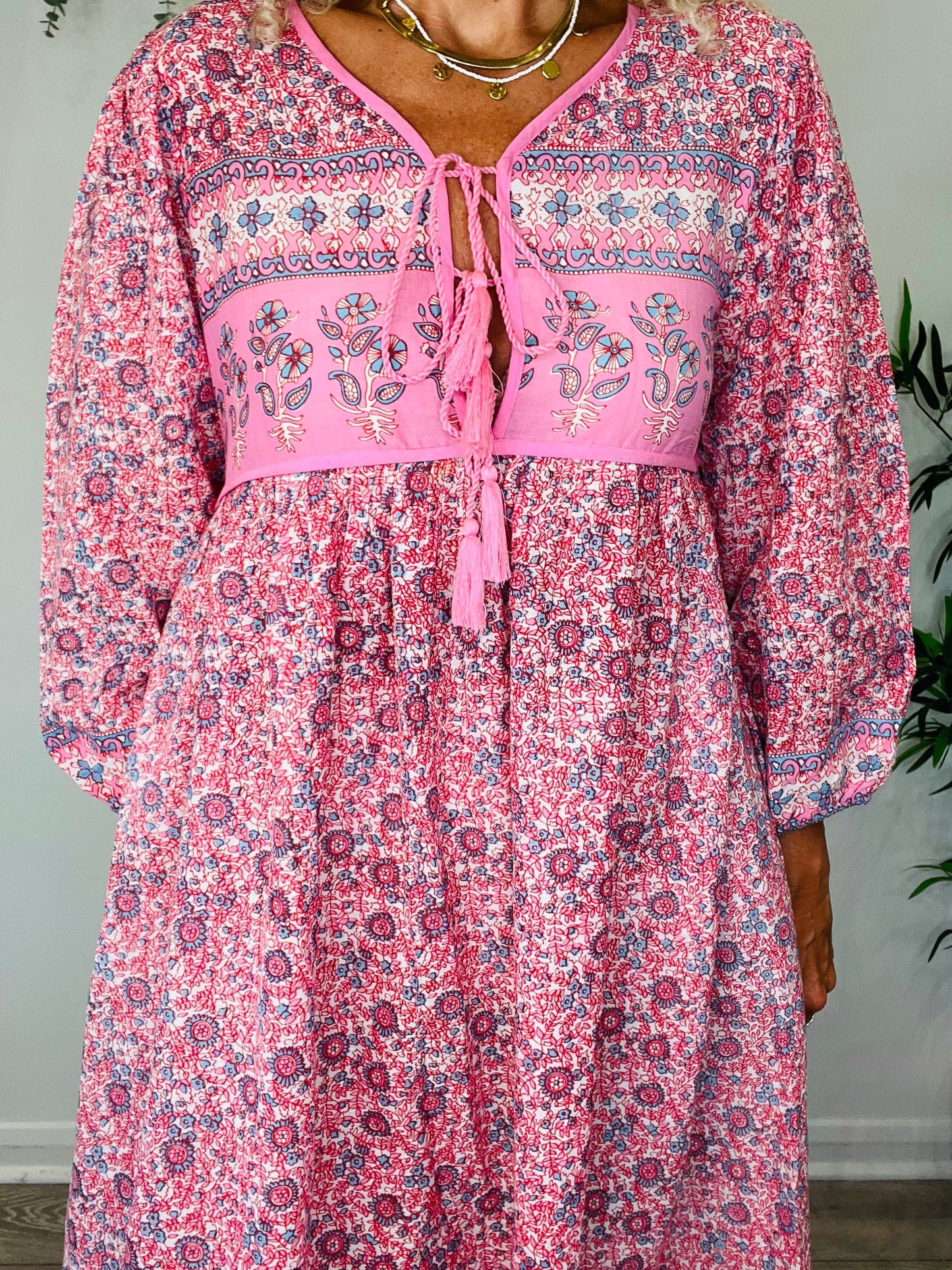 Patterned Cotton Dress - Size M