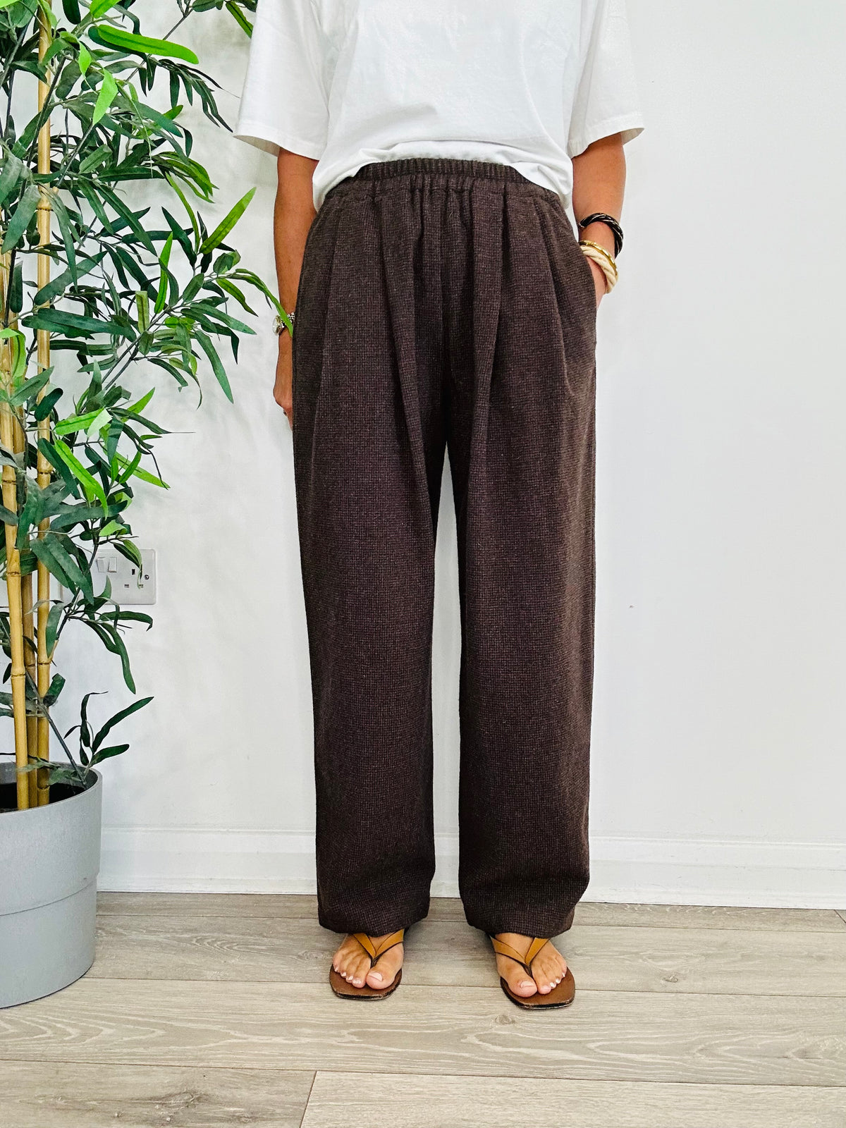 Check Wool Trousers - Size 36