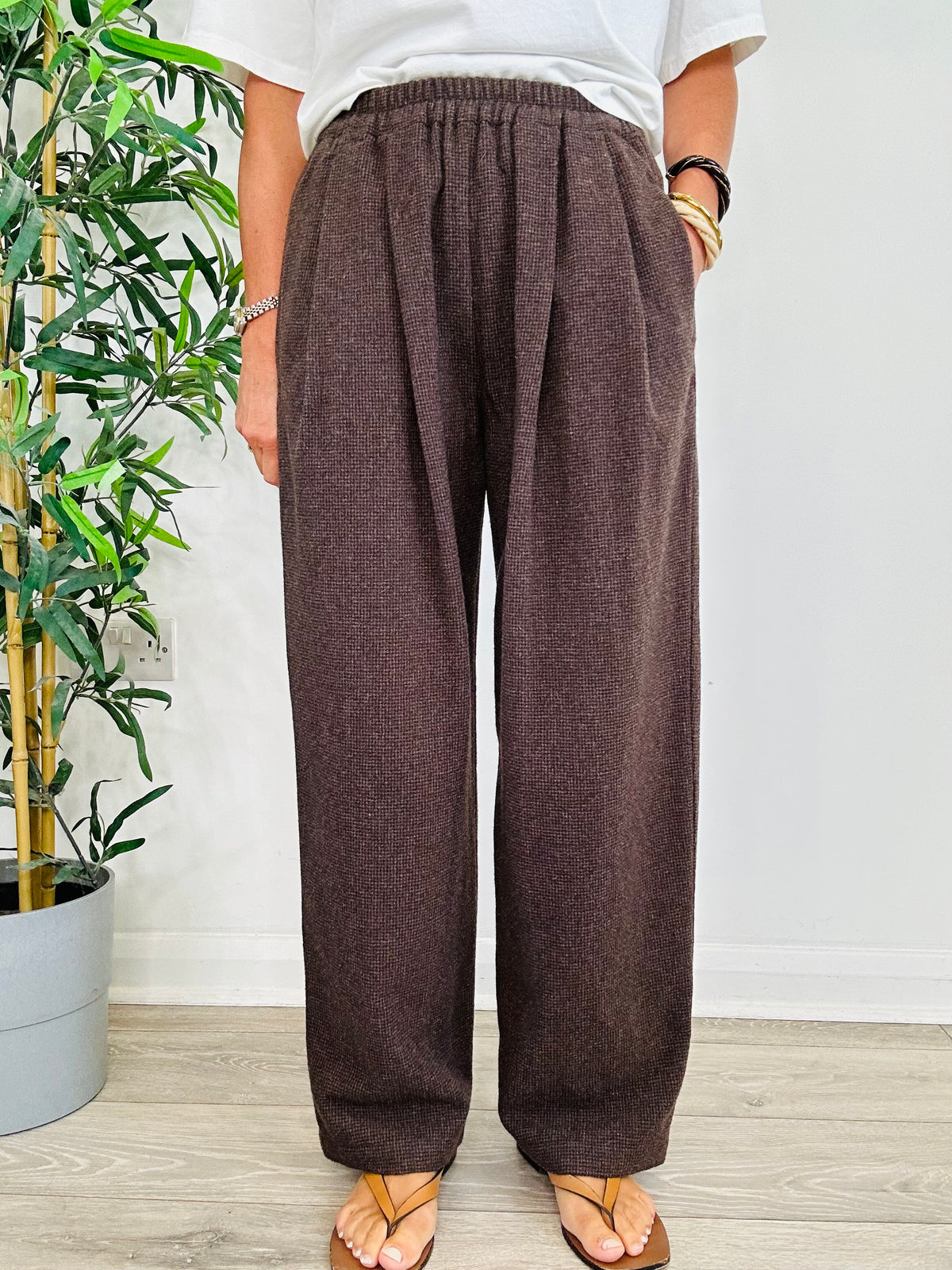 Check Wool Trousers - Size 36