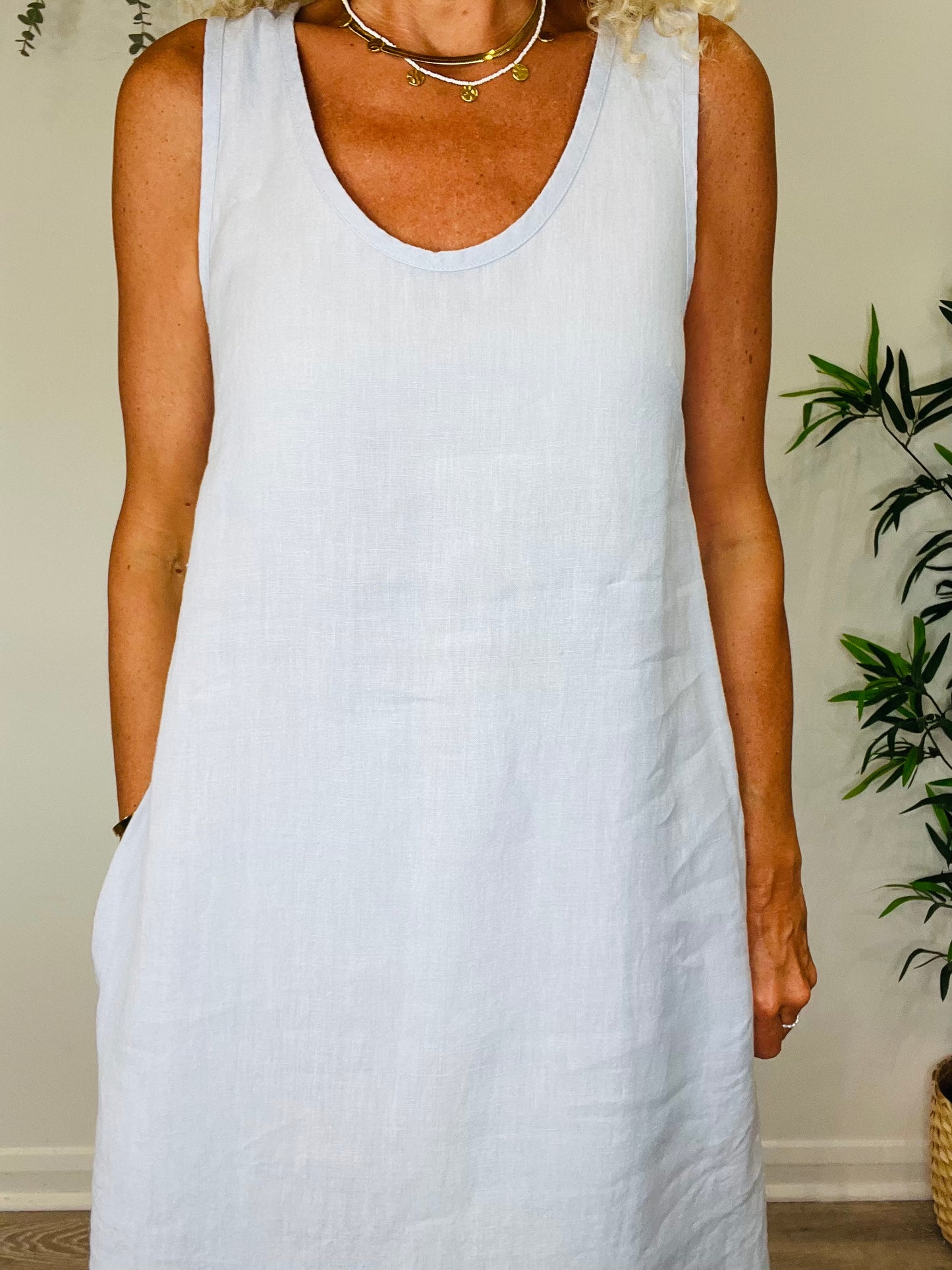 Linen Maxi Dress - Size M