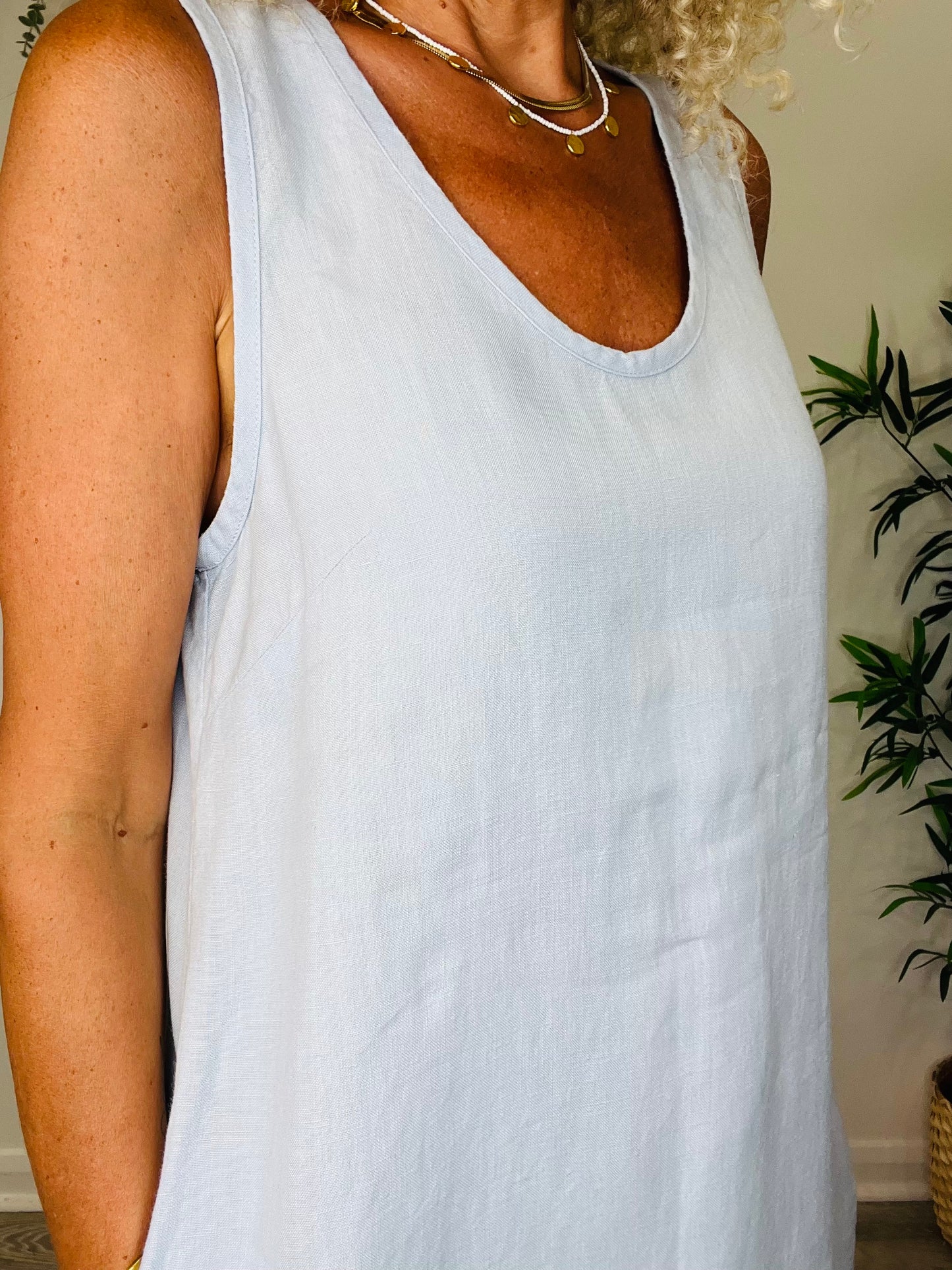 Linen Maxi Dress - Size M