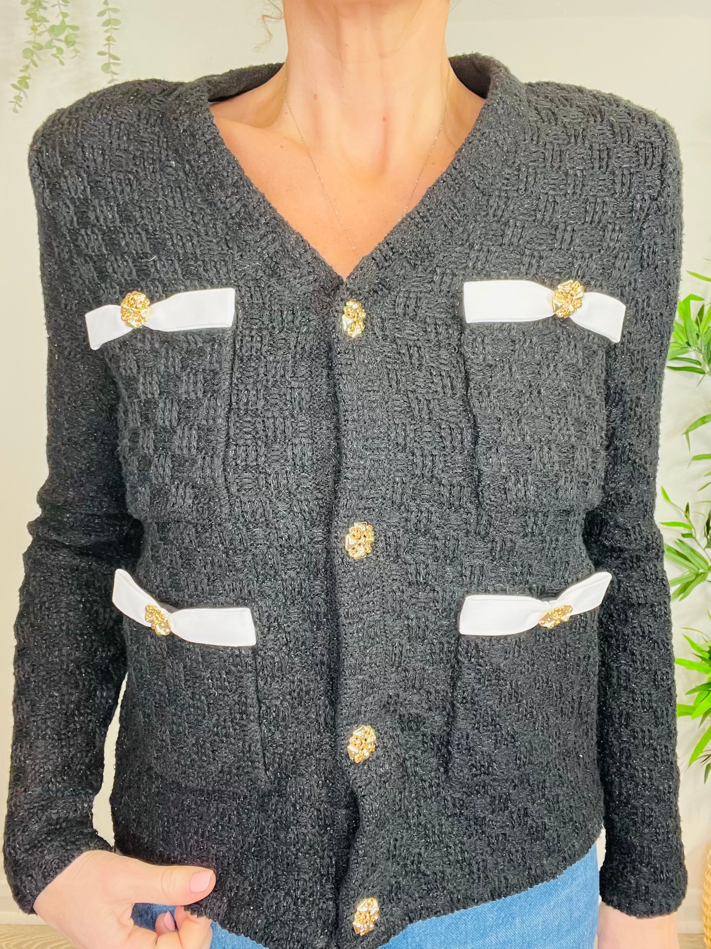 Embellished Knitted Cardigan - Size XS