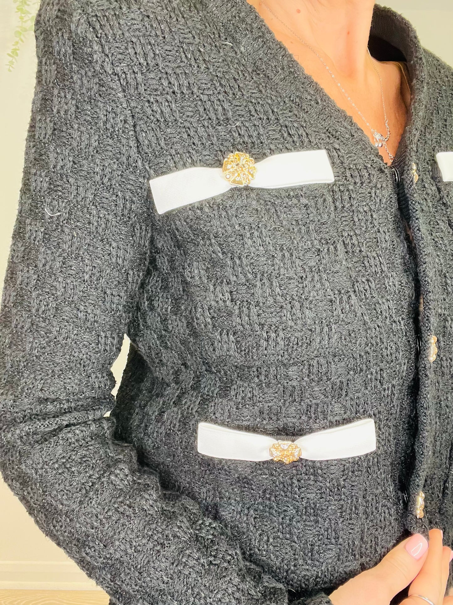 Embellished Knitted Cardigan - Size XS