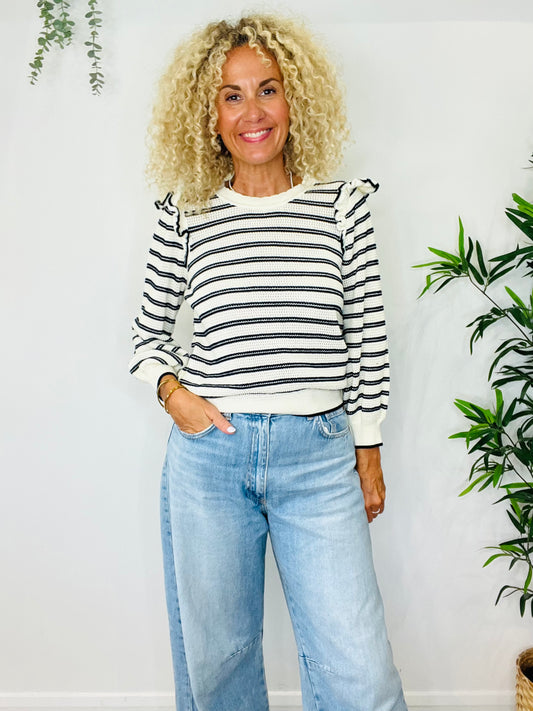 Striped Frill Jumper - Size M