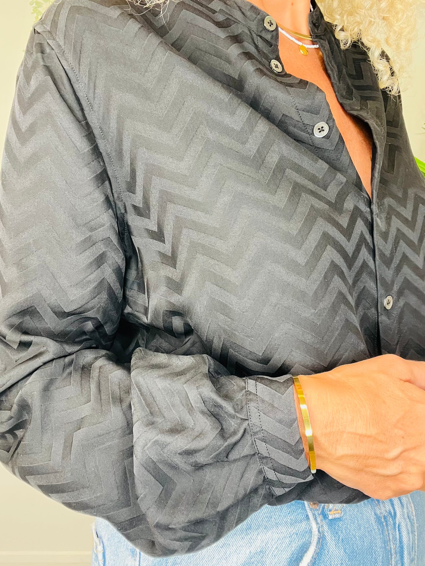 Chevron Silk Shirt - Size M