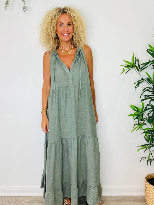 Sleeveless Linen Dress - O/S