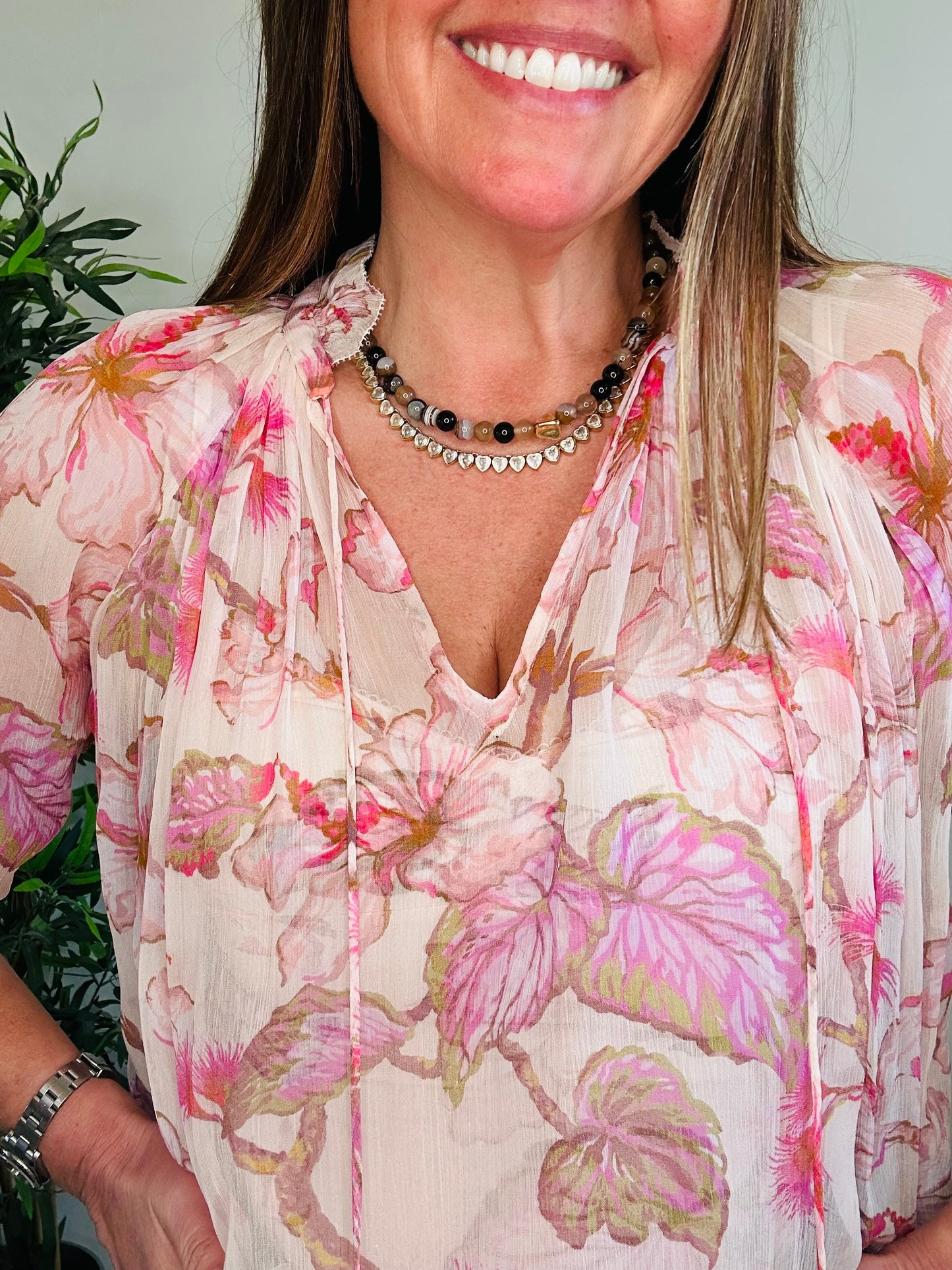 Floral Silk Blouse - Size 0