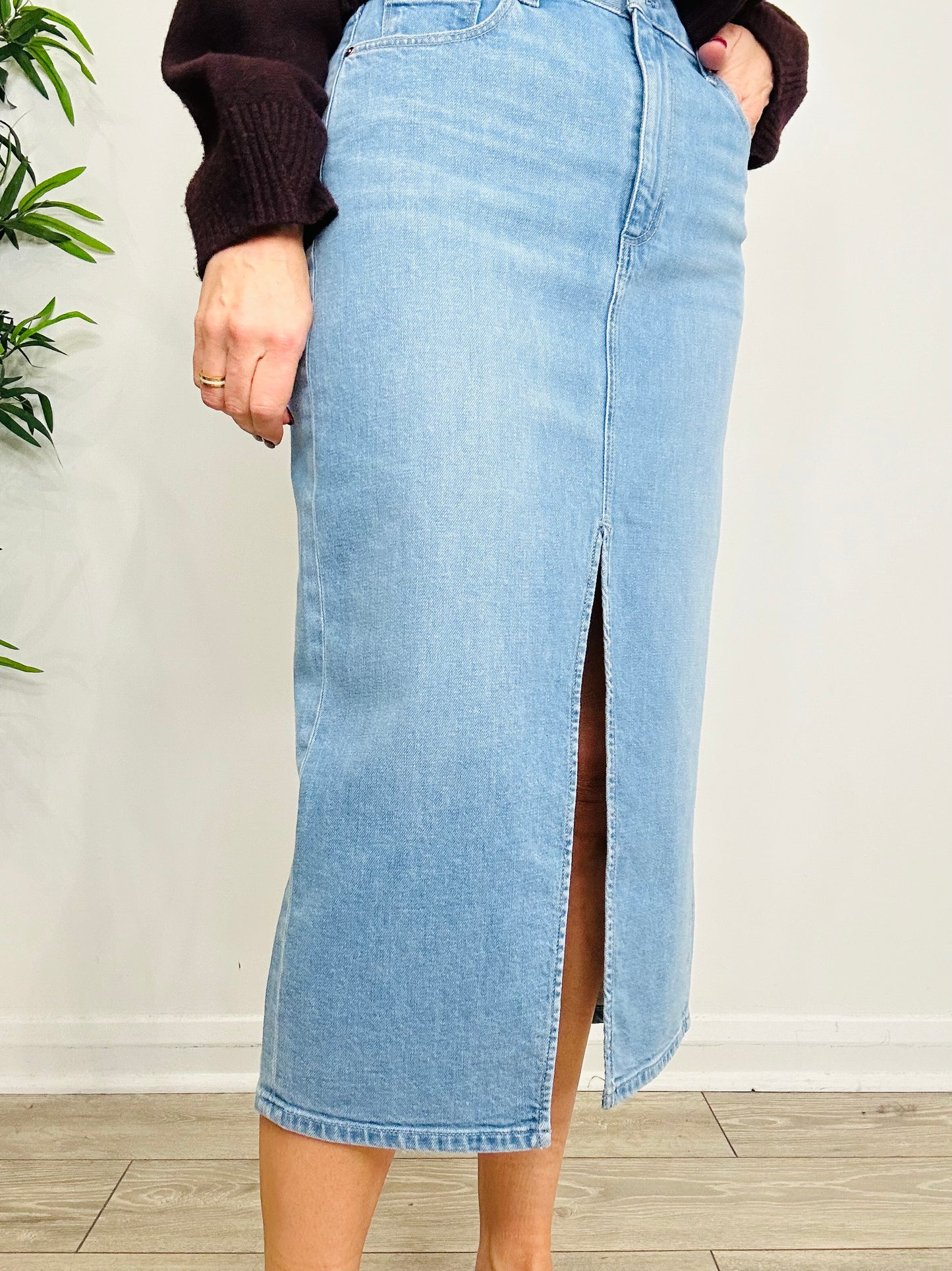 Denim Midi Skirt - Size 29