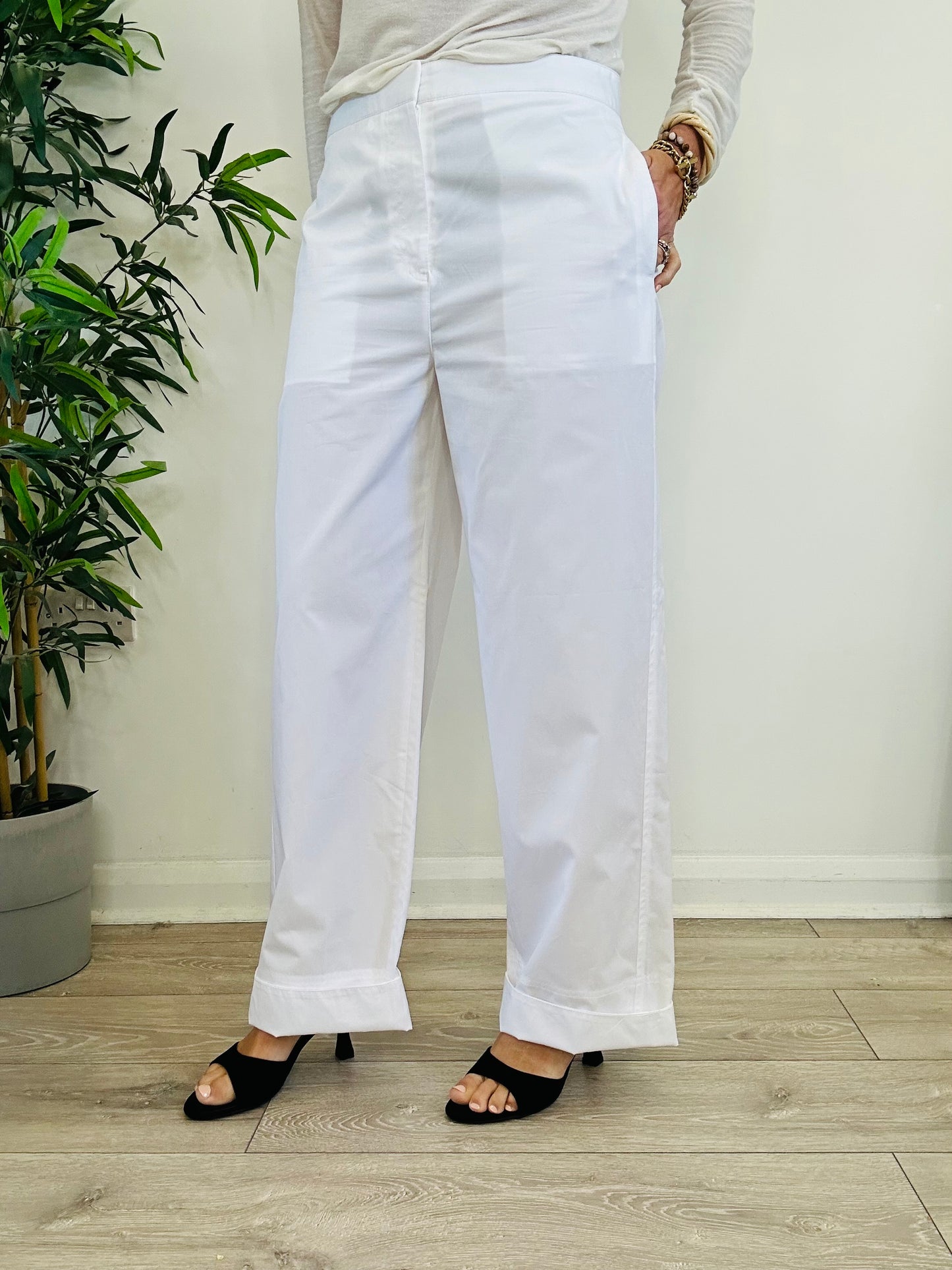 Cotton Twisted Seam Trousers - Size 38