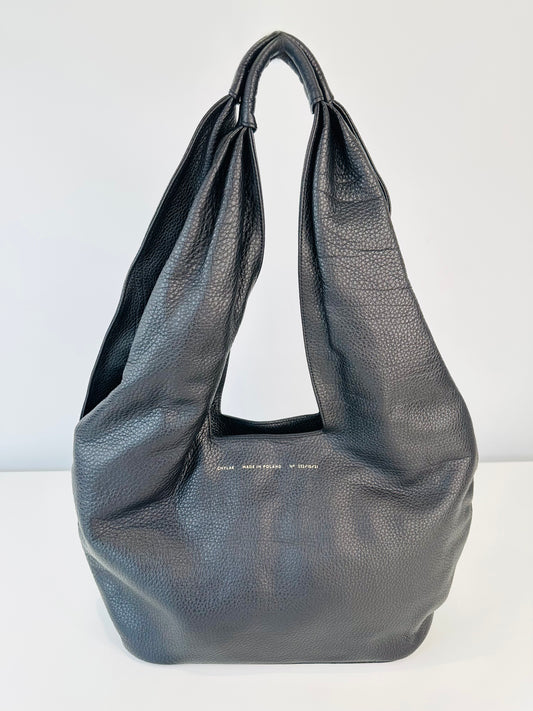 Grained Leather Hobo Bag