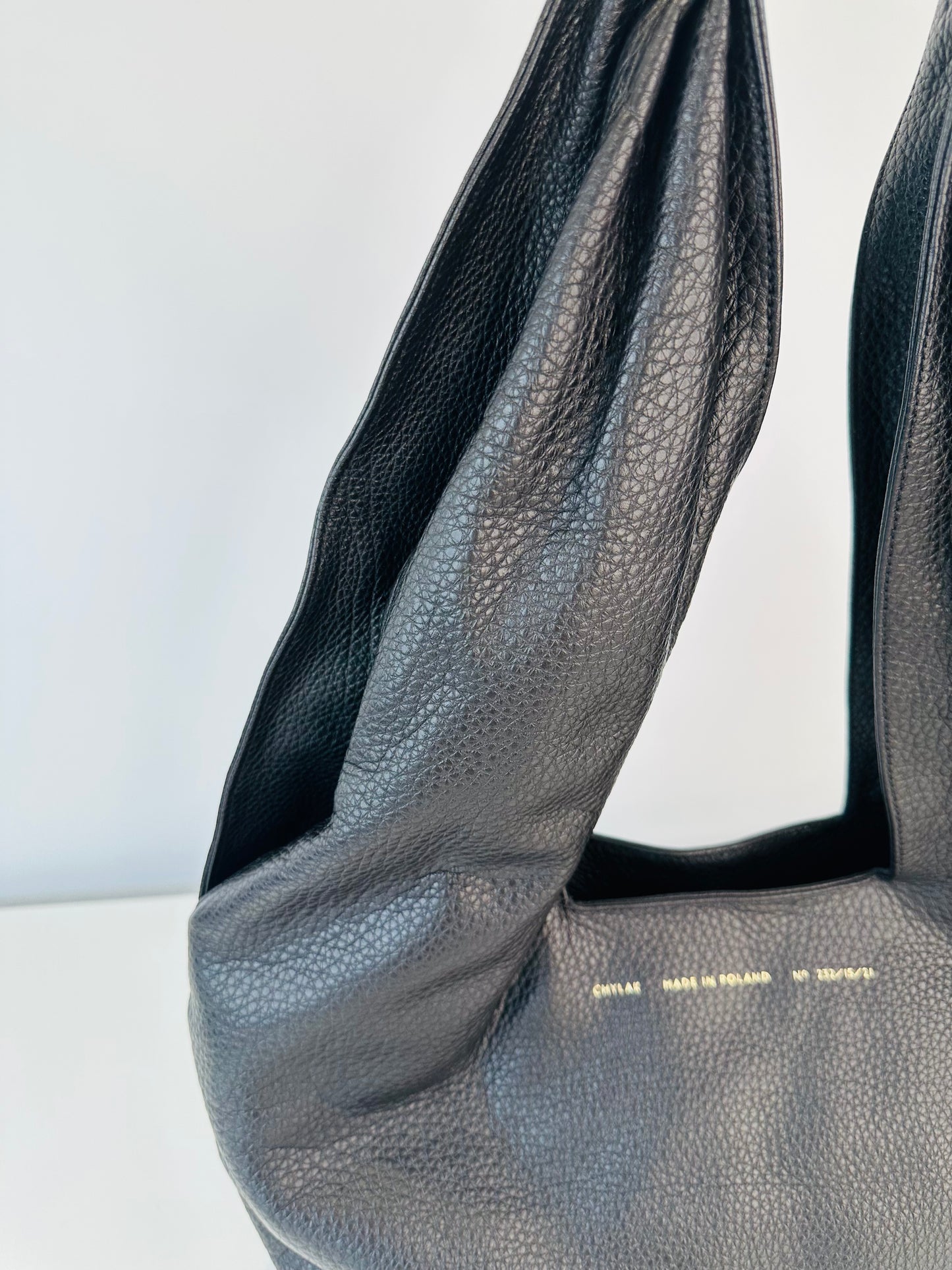 Grained Leather Hobo Bag