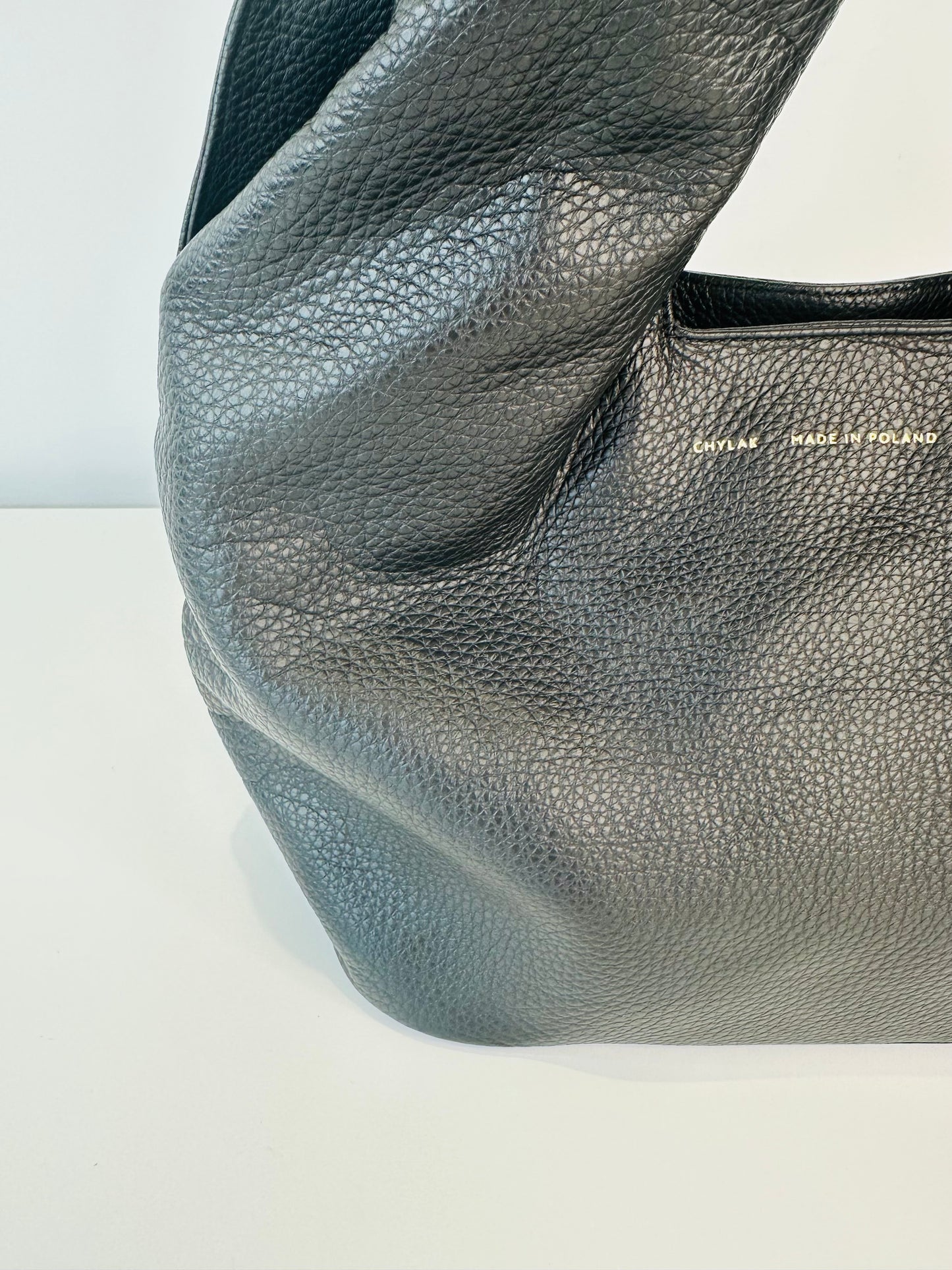 Grained Leather Hobo Bag