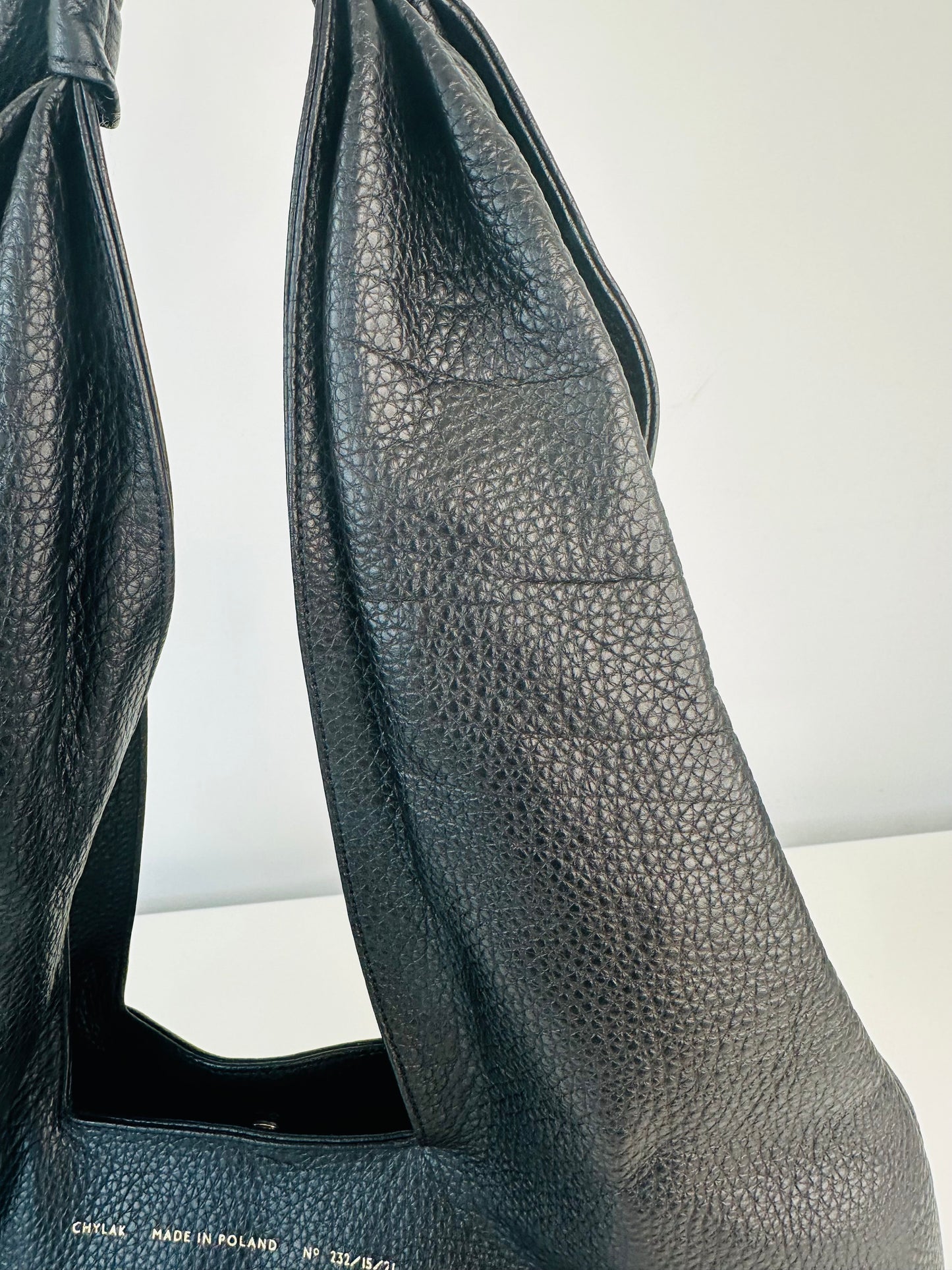 Grained Leather Hobo Bag