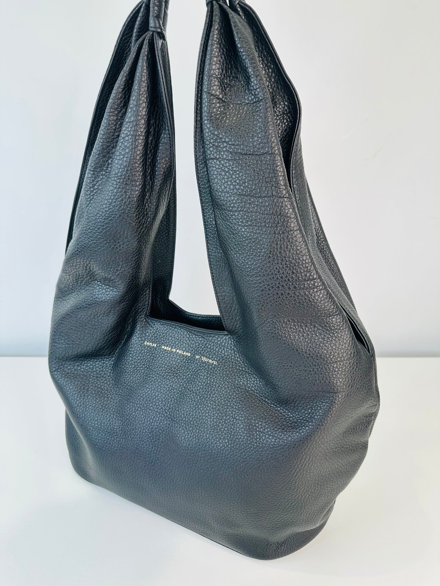 Grained Leather Hobo Bag