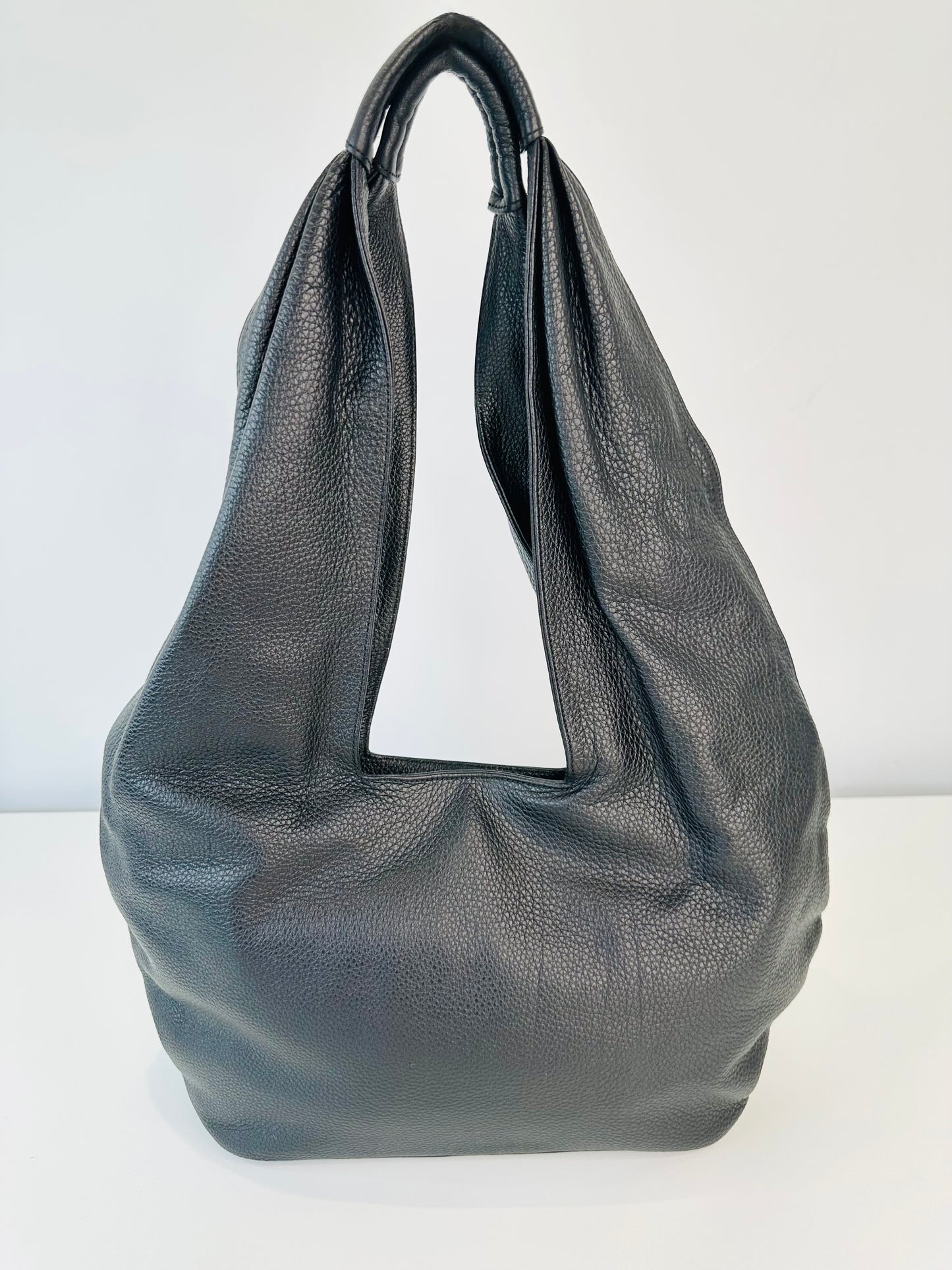 Grained Leather Hobo Bag