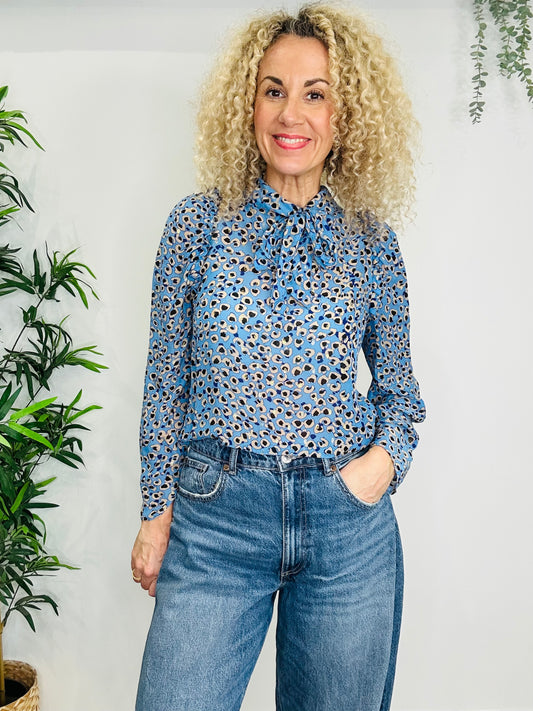 Patterned Silk Blouse - Size 36