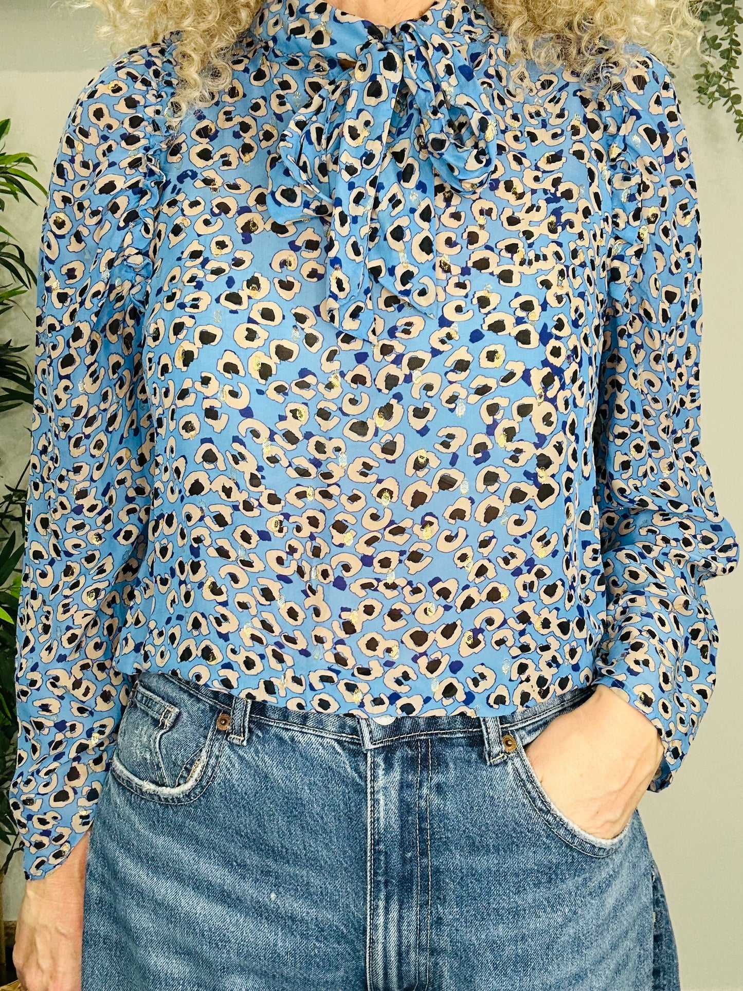 Patterned Silk Blouse - Size 36