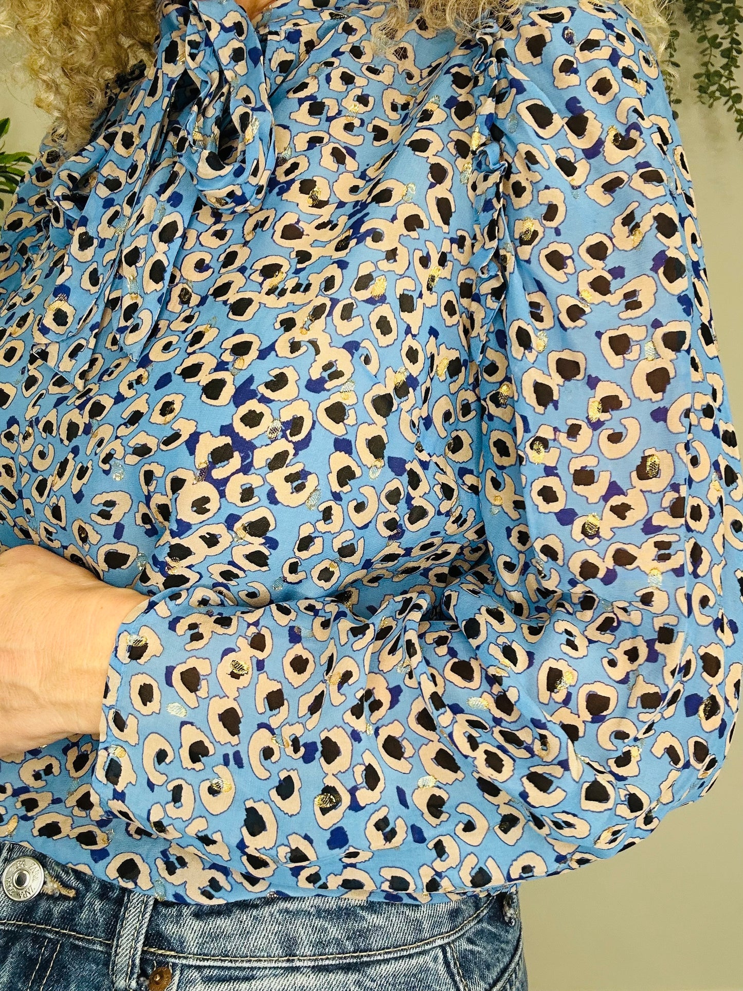 Patterned Silk Blouse - Size 36